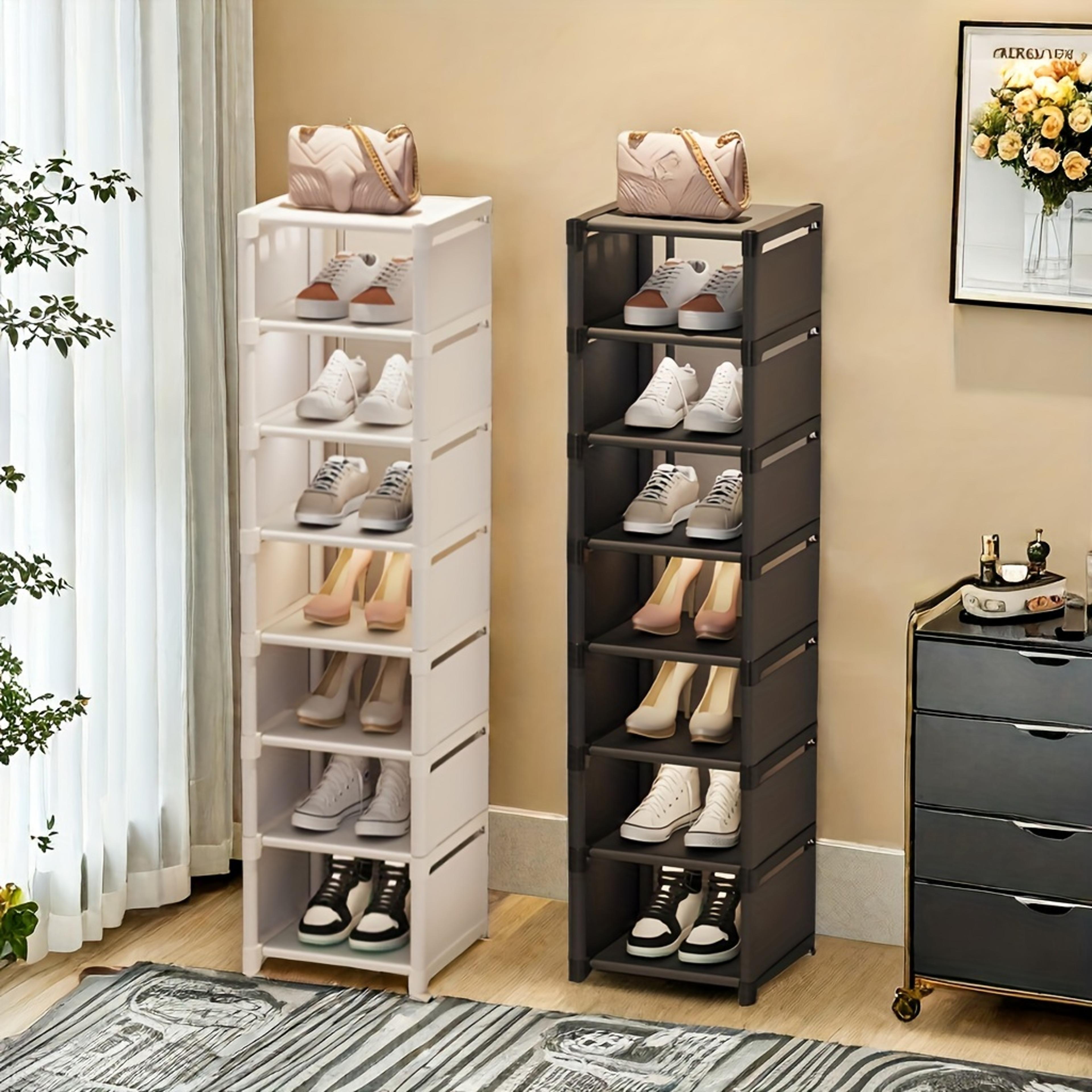 SpaceSaving Metal Frame Shoe Rack With MultiTier Fabric Shelves  Easy Assembly For Sneakers Sandals 0