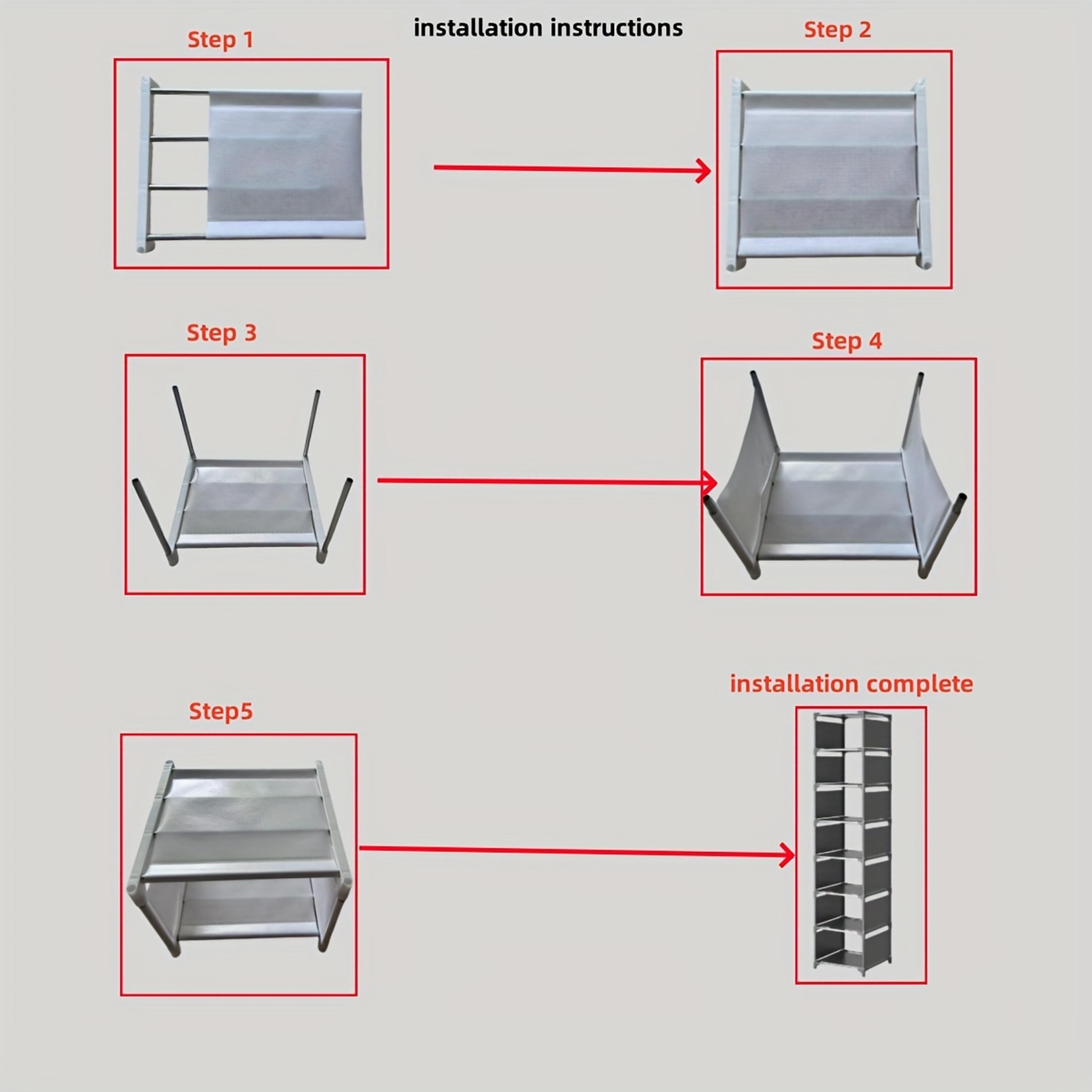 SpaceSaving Metal Frame Shoe Rack With MultiTier Fabric Shelves  Easy Assembly For Sneakers Sandals 5