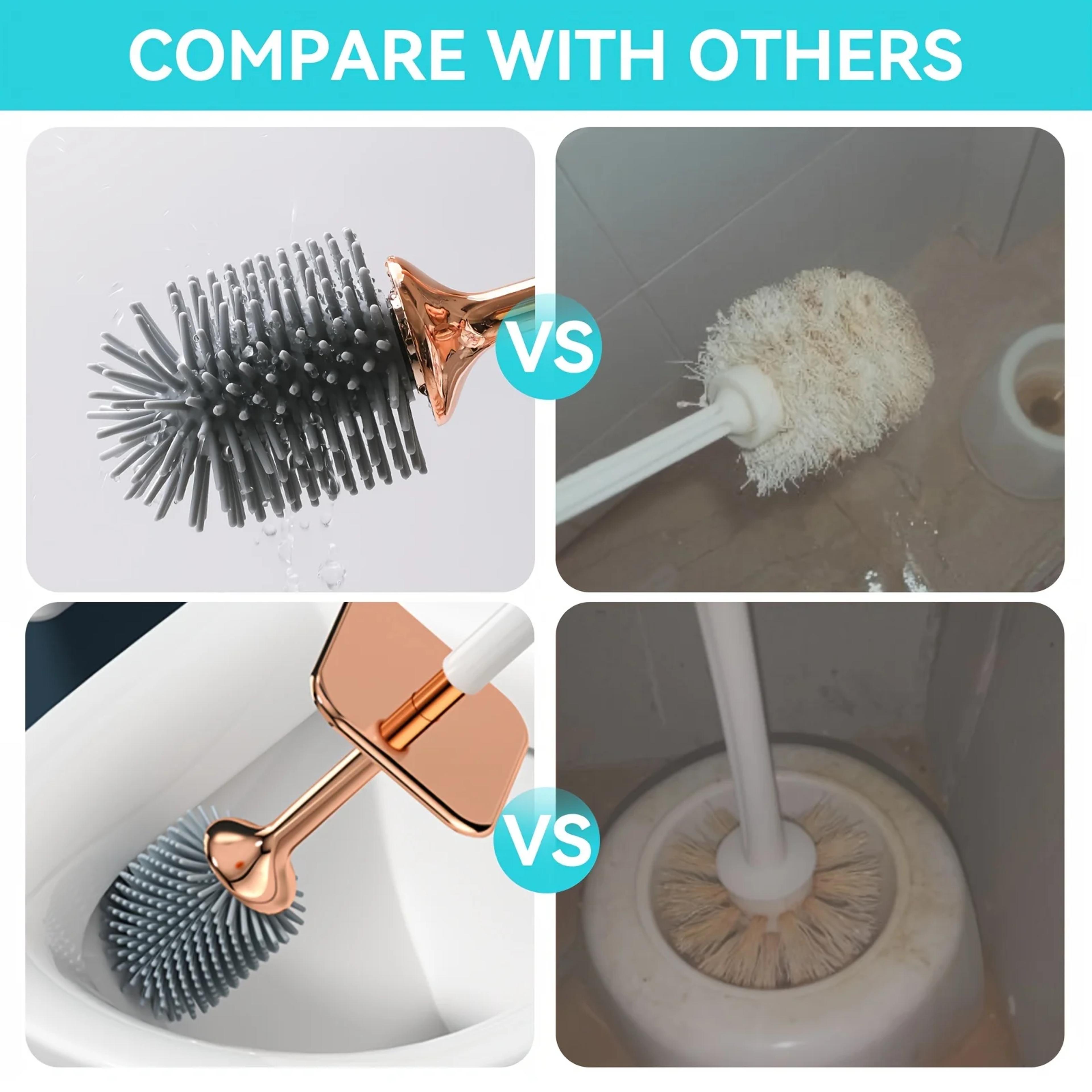 Durable Silicone Toilet Brush Set With Long Handle  Wall Mounted Quick Dry Leak Proof For Bathroom  3