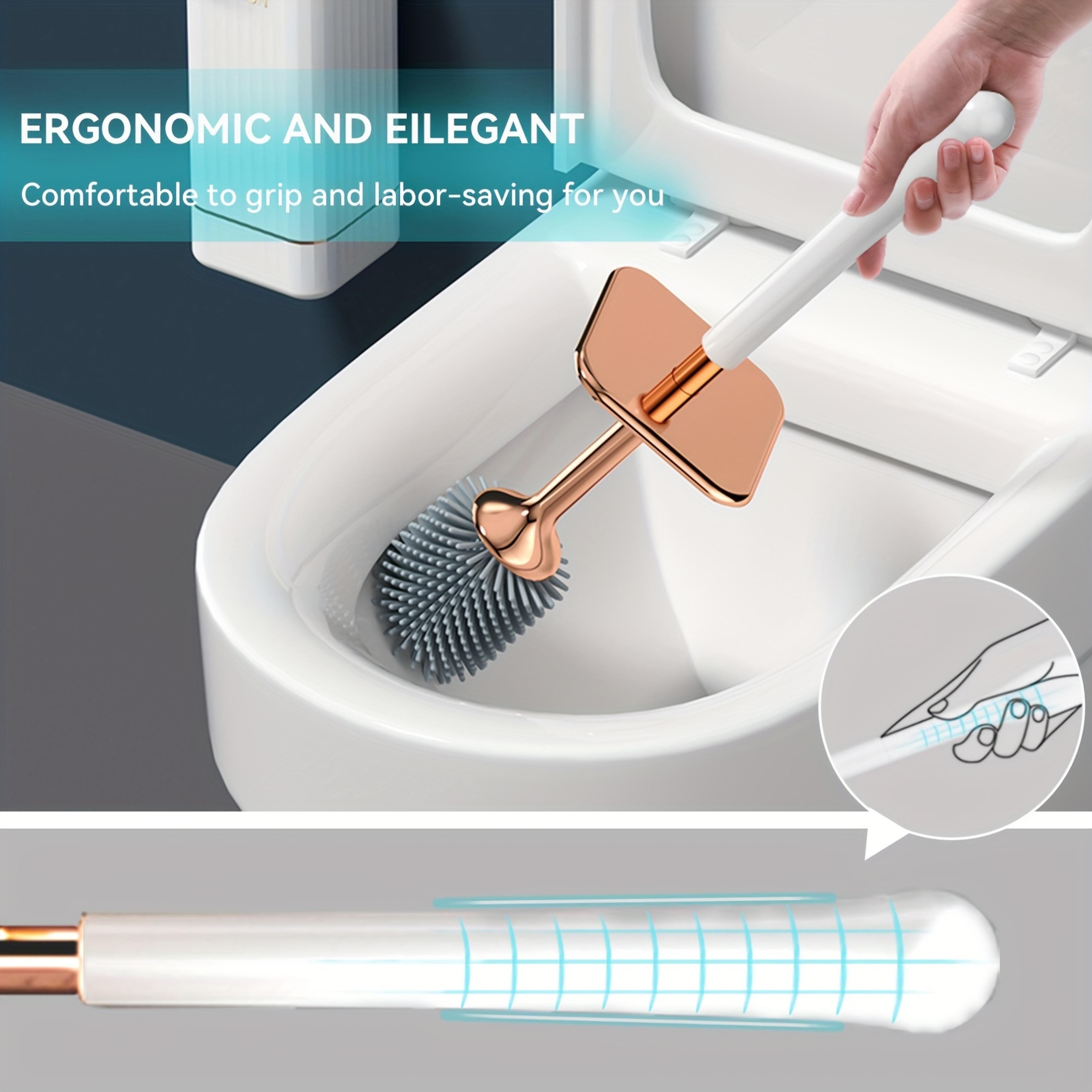 Durable Silicone Toilet Brush Set With Long Handle  Wall Mounted Quick Dry Leak Proof For Bathroom  5