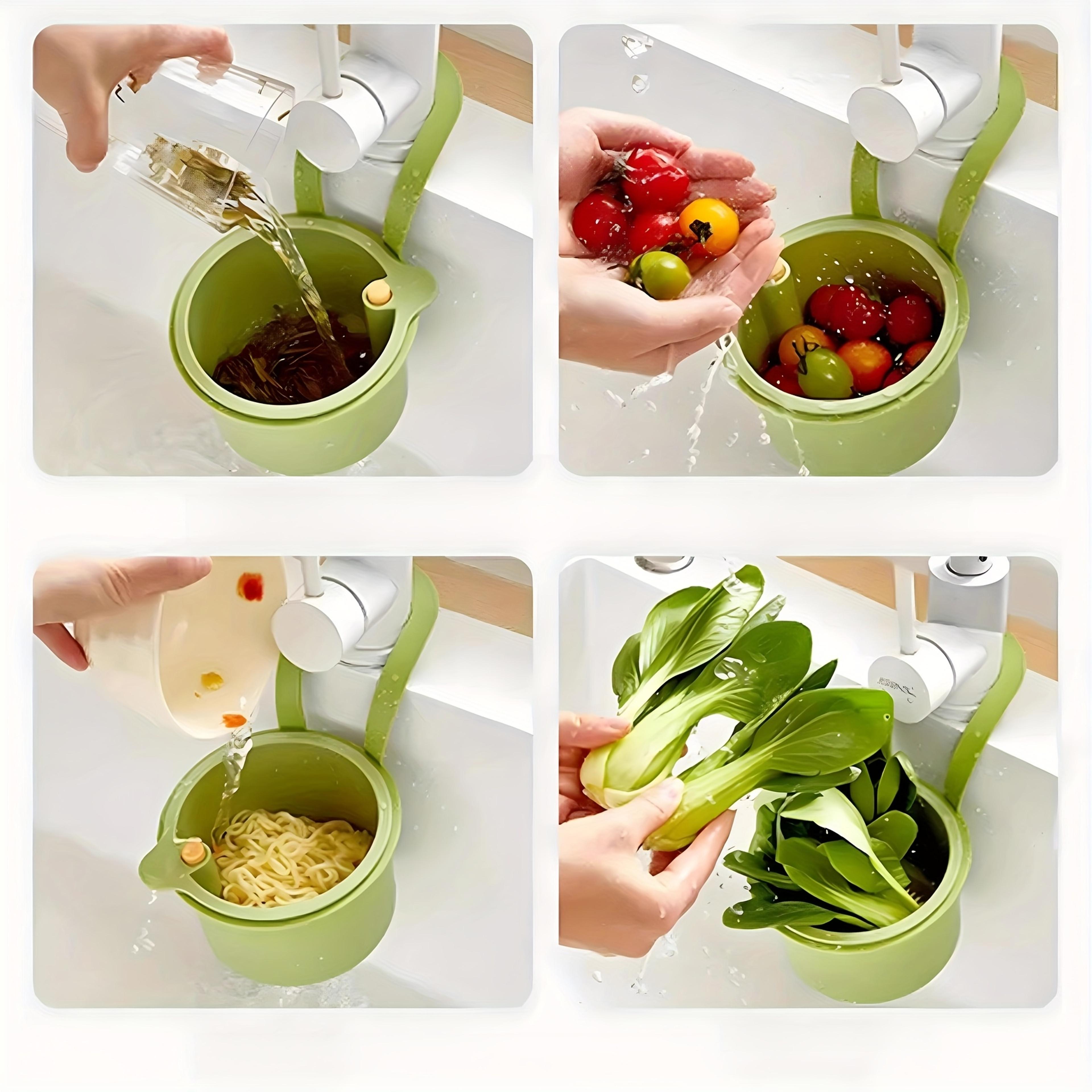 SpaceSaving Hanging Sink Basket For Kitchen And Bathroom  Easy Install Split Filter Basket 3