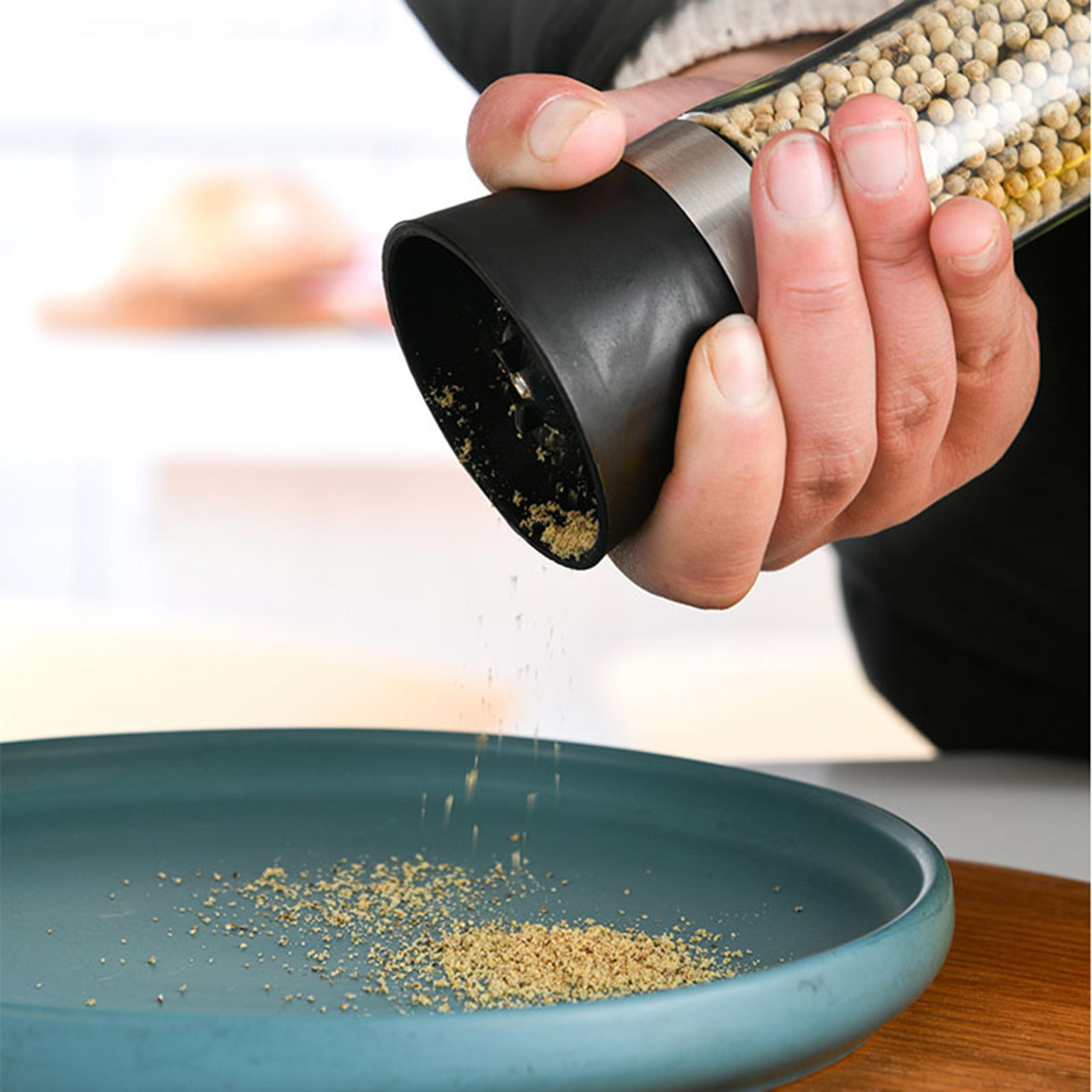 Stainless Steel Pepper Grinder And Glass Seasoning Bottle  Premium Spice Crusher For Home Kitchen 2