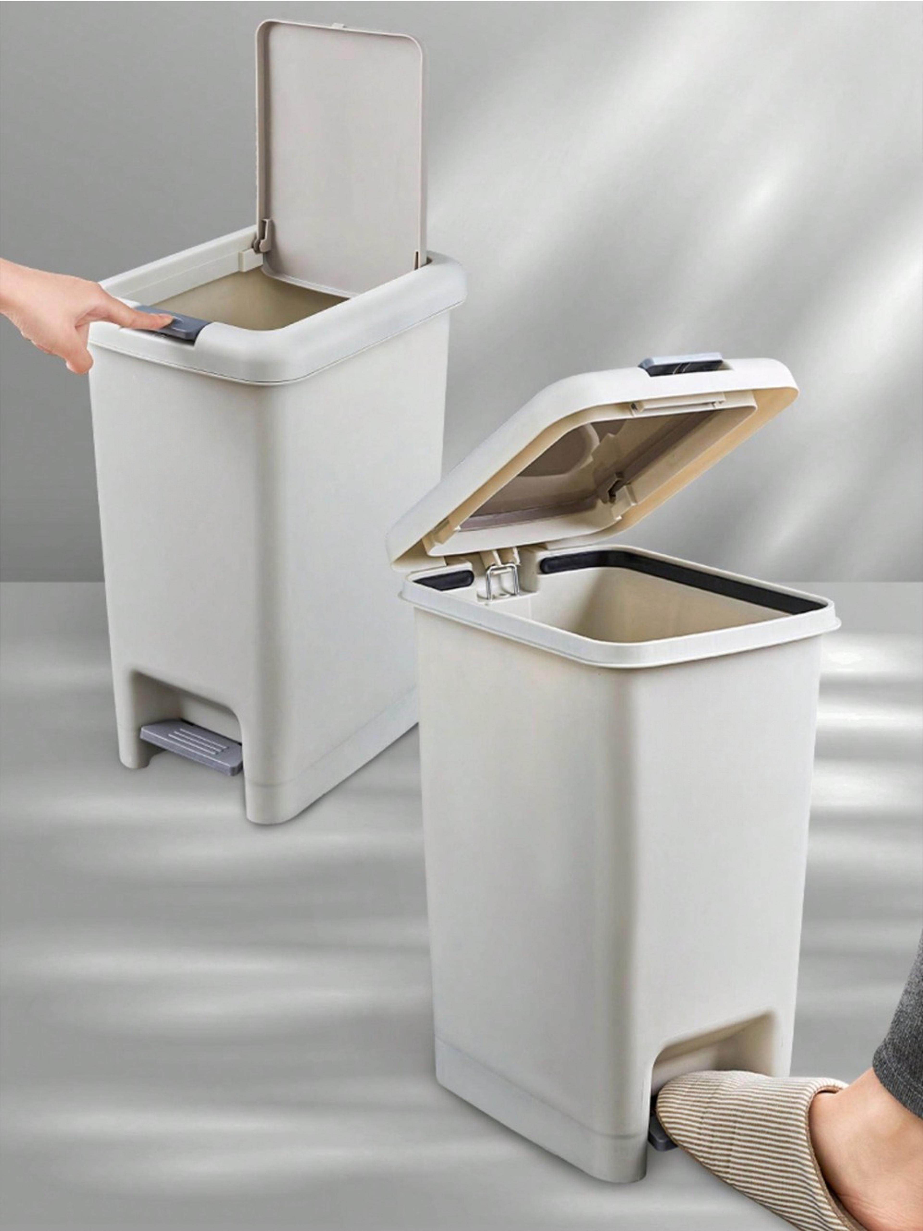 Modern Slim Foot Pedal Trash Can With Lid For Bathroom Kitchen And Office 0