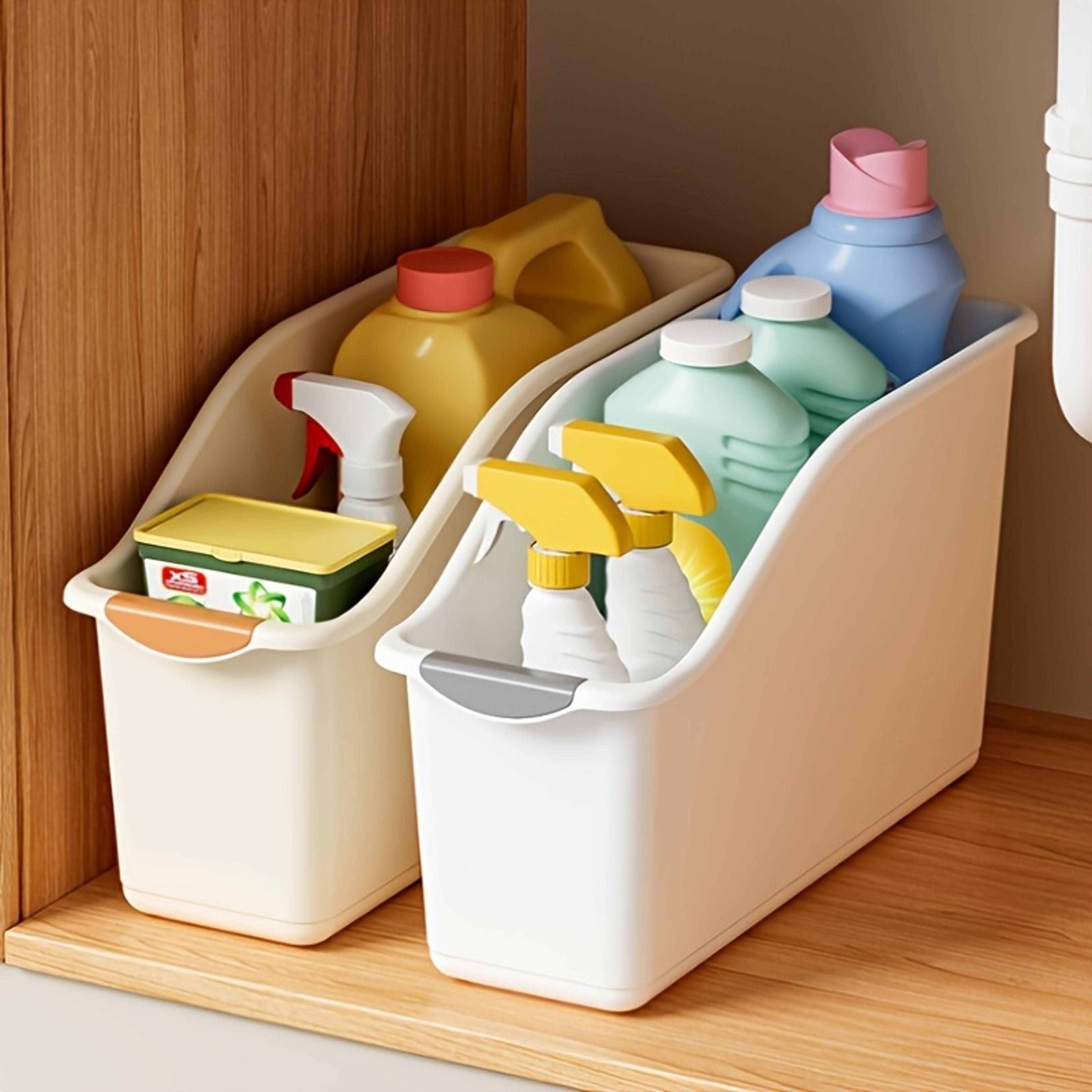 curved plastic storage box - multi-functional home organizer for cleaning supplies & household baskets
