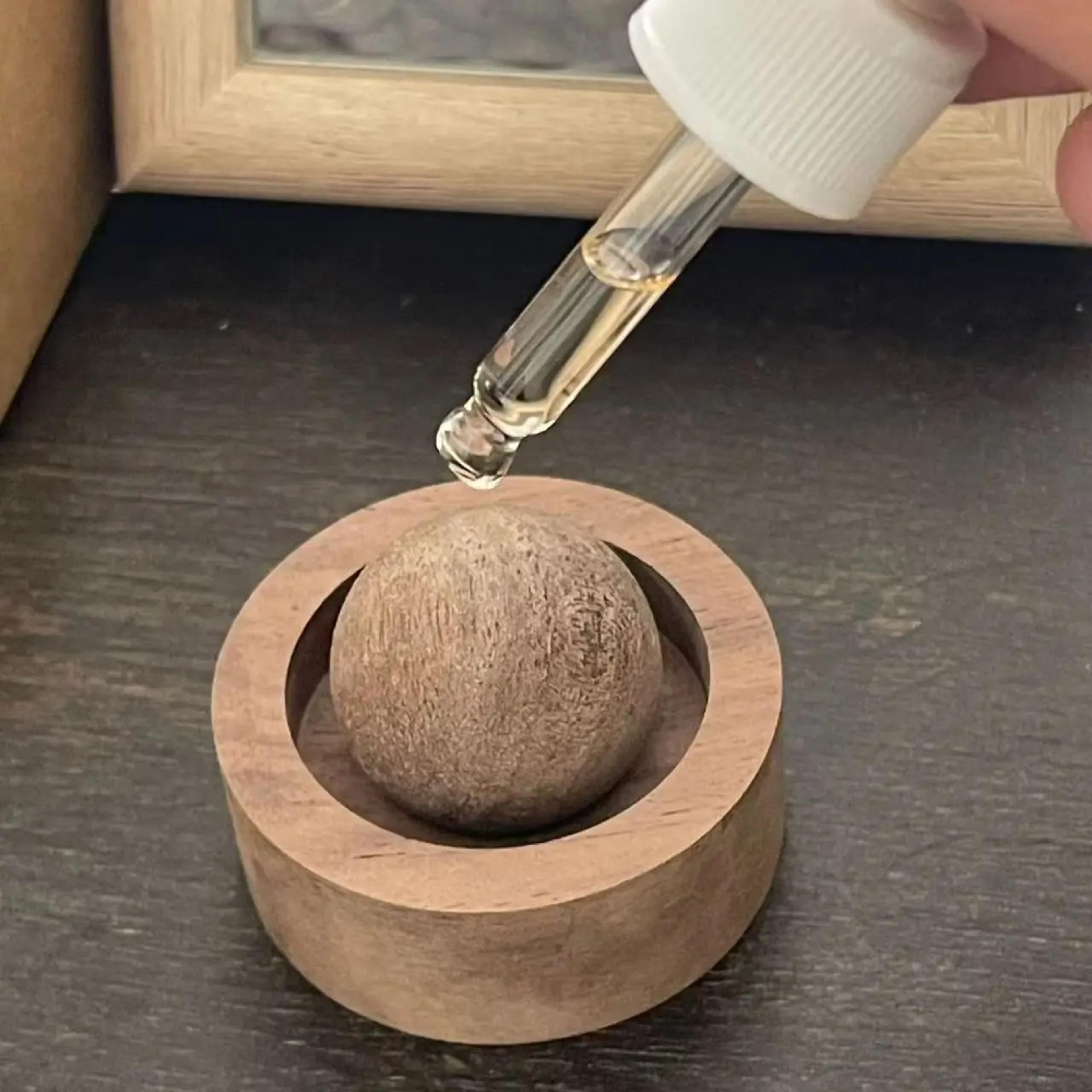 wooden aromatherapy diffuser set for home and office | natural wood sphere diffuser for odor elimination and fragrance