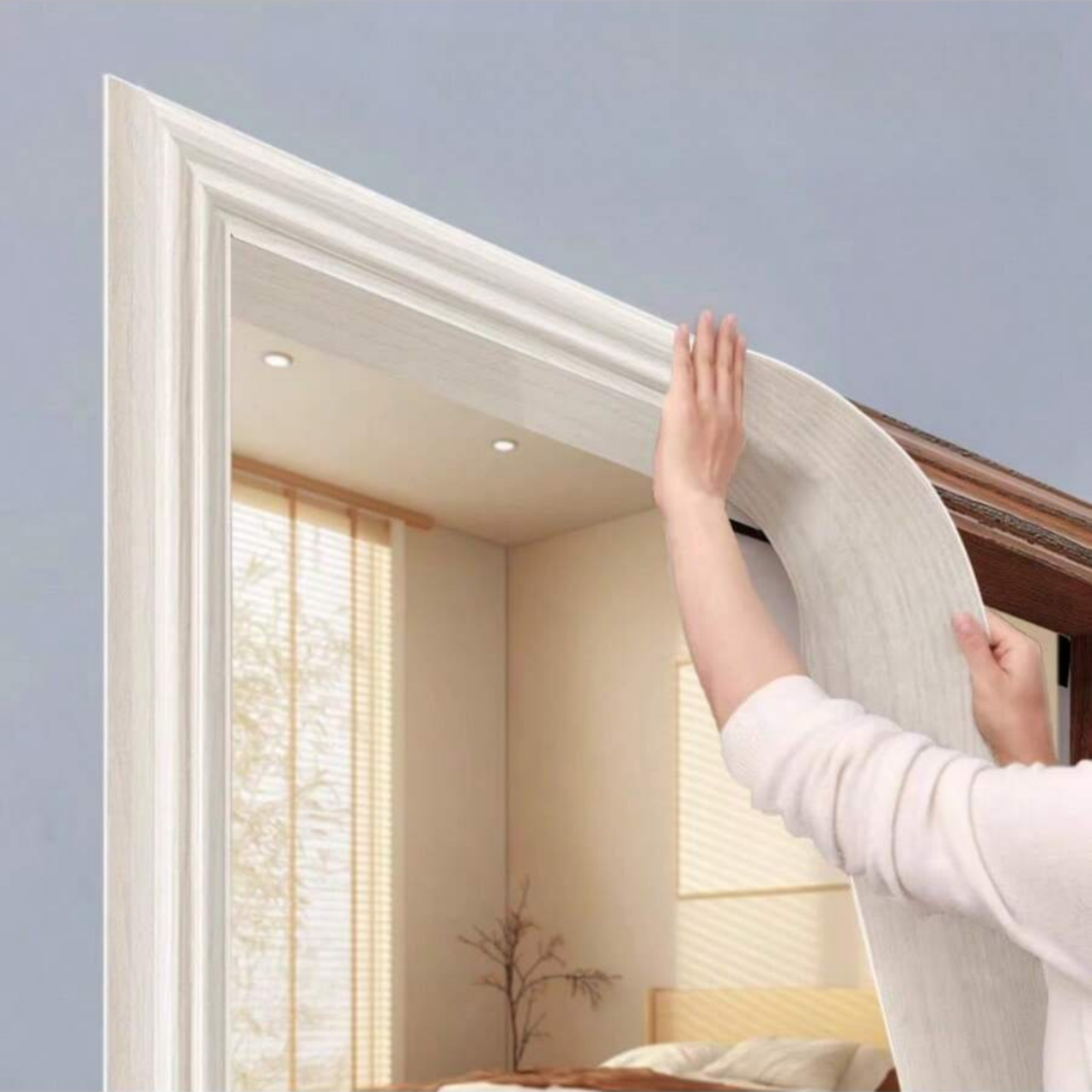 rustic wood grain trim sticker for door frames, walls & floor edges