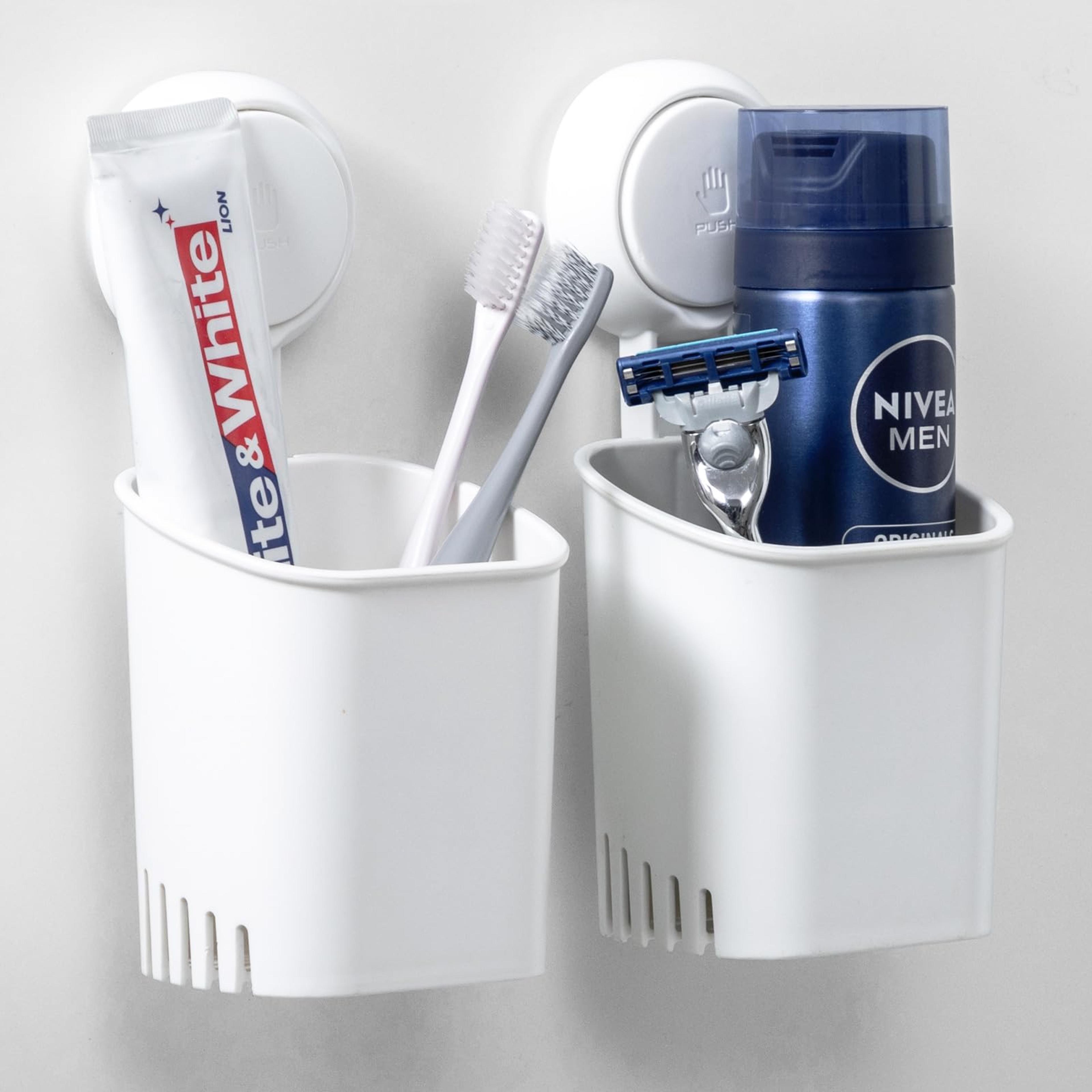 suction cup toothbrush holder – removable razor organizer for shower and bathroom