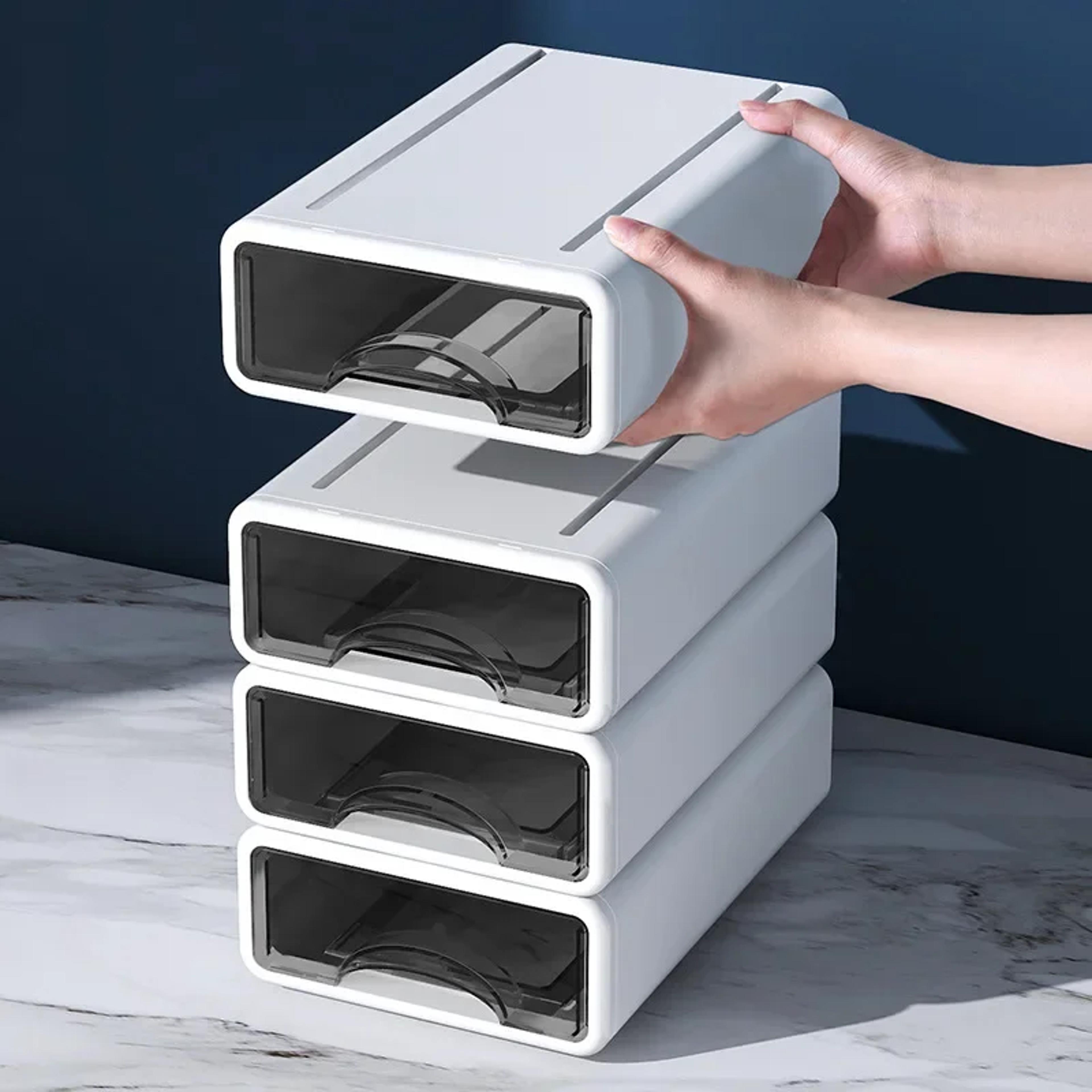 stackable desktop organizer box for makeup, jewelry, office & dustproof storage