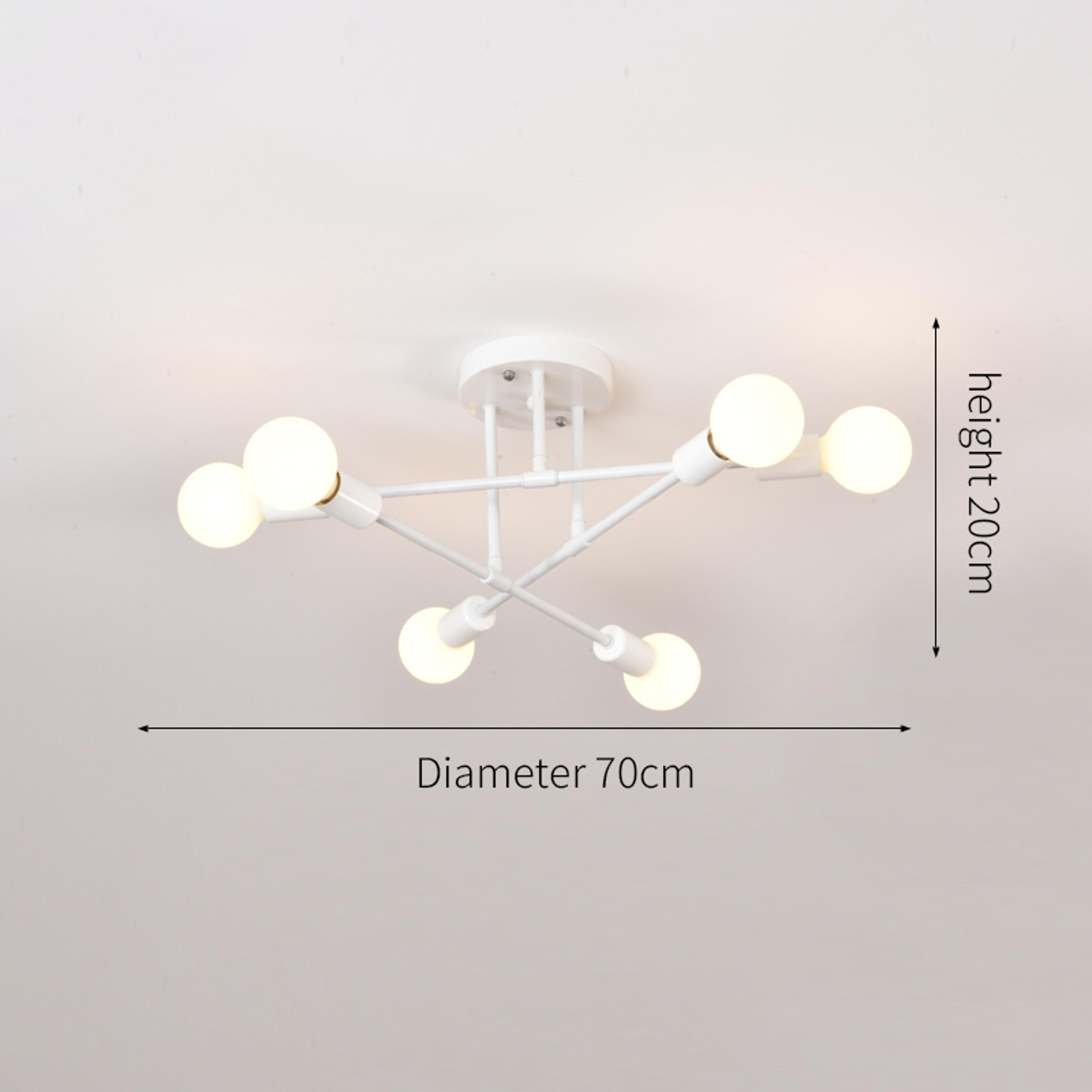 Industrial Wrought Iron LED Ceiling Lamp  Modern Vintage 6Head Light For Living Room Dining Room  H 7