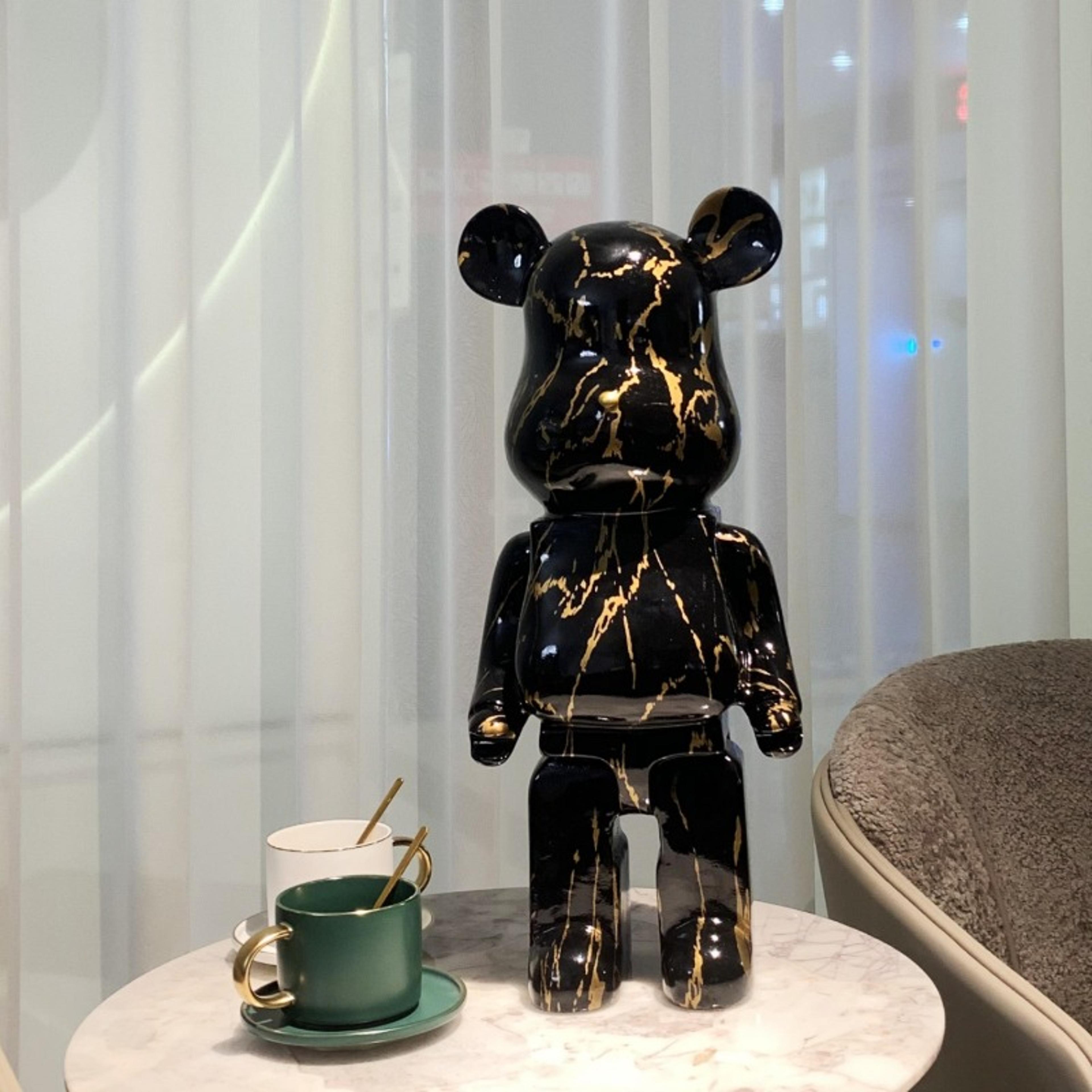 aesthetic nordic bear statue sculpture - luxury resin figurine for living room, desk, and home decor
