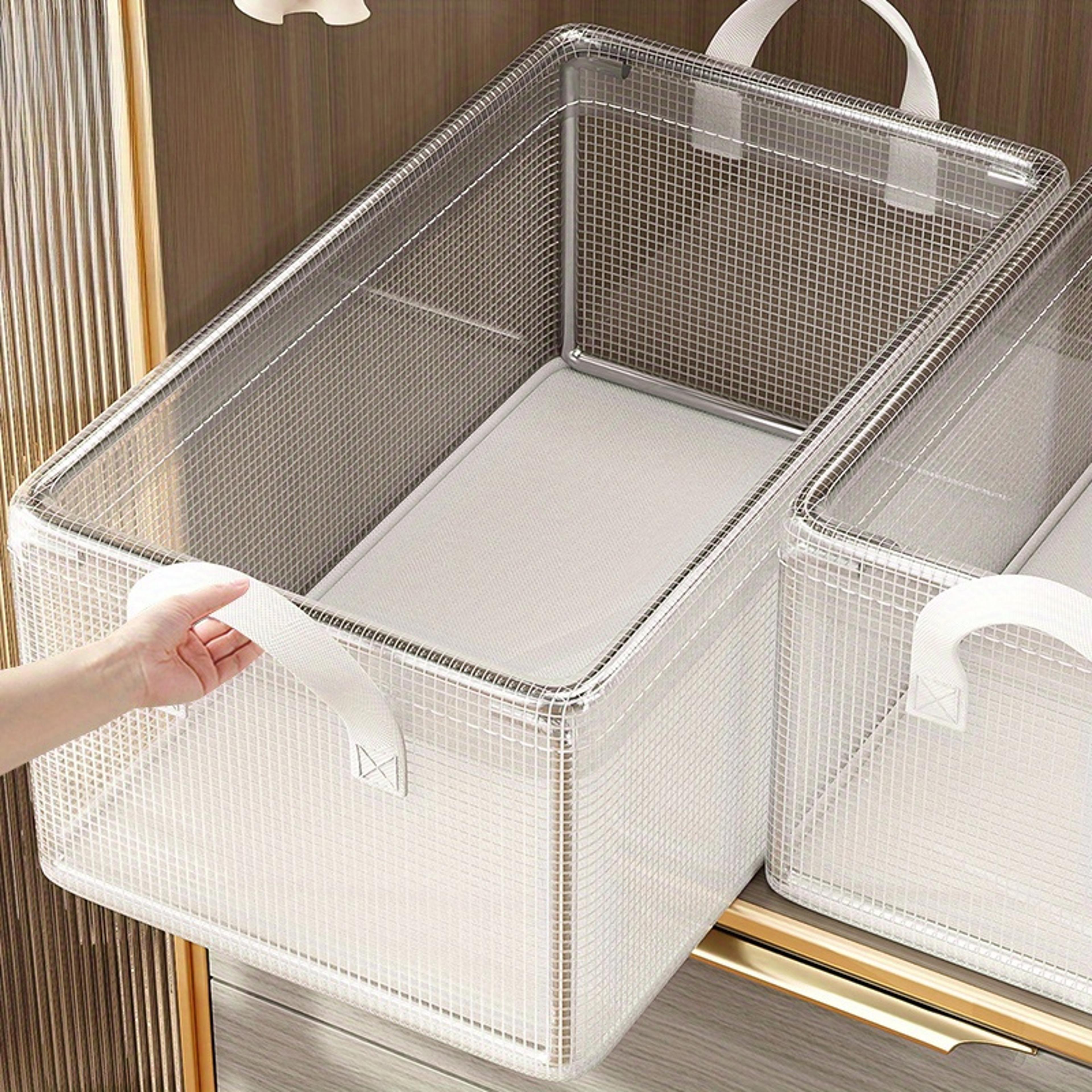 transparent pvc storage box with solid steel frame – waterproof underwear basket for home & dorm use