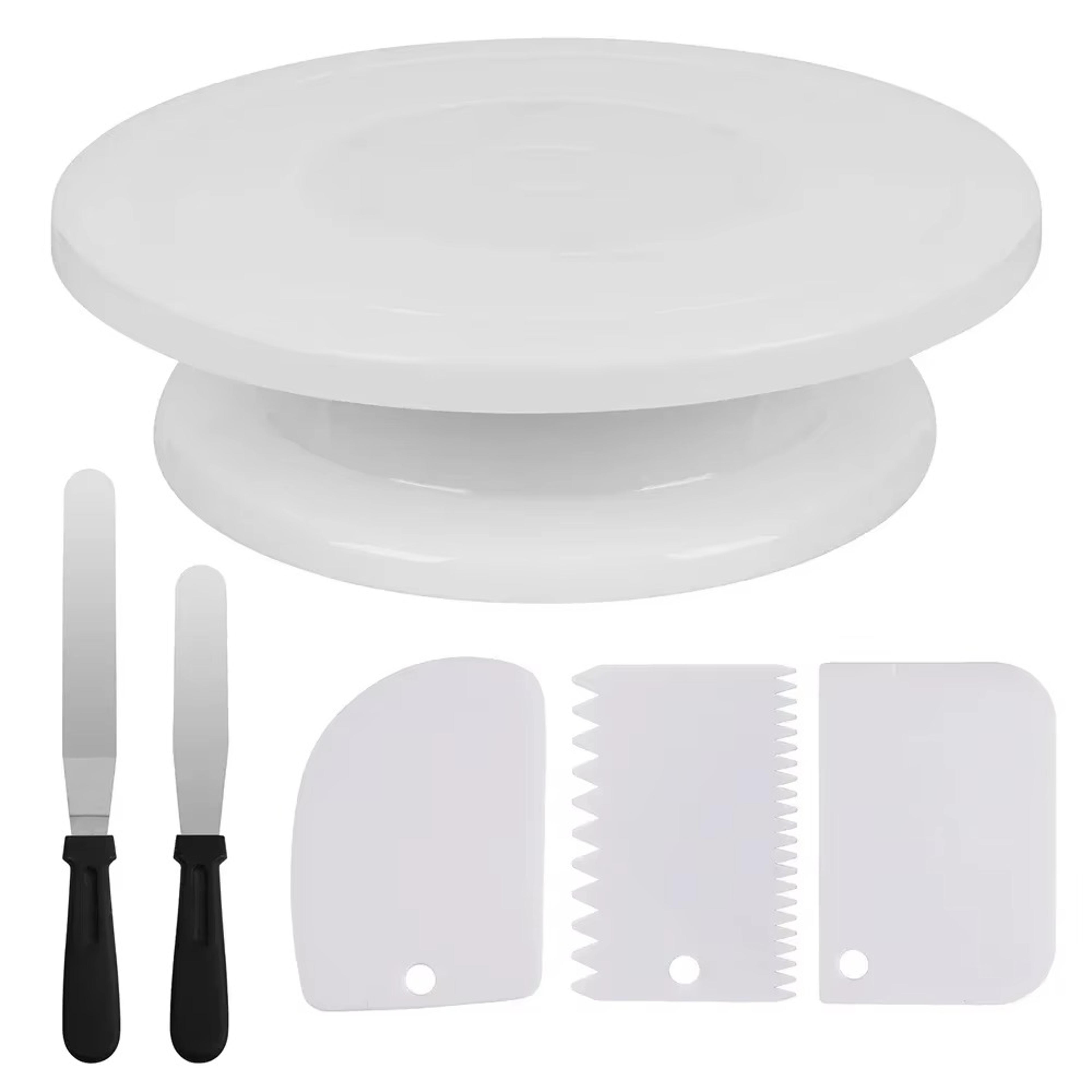 rotating cake turntable decorating kit with icing smoother & spatula