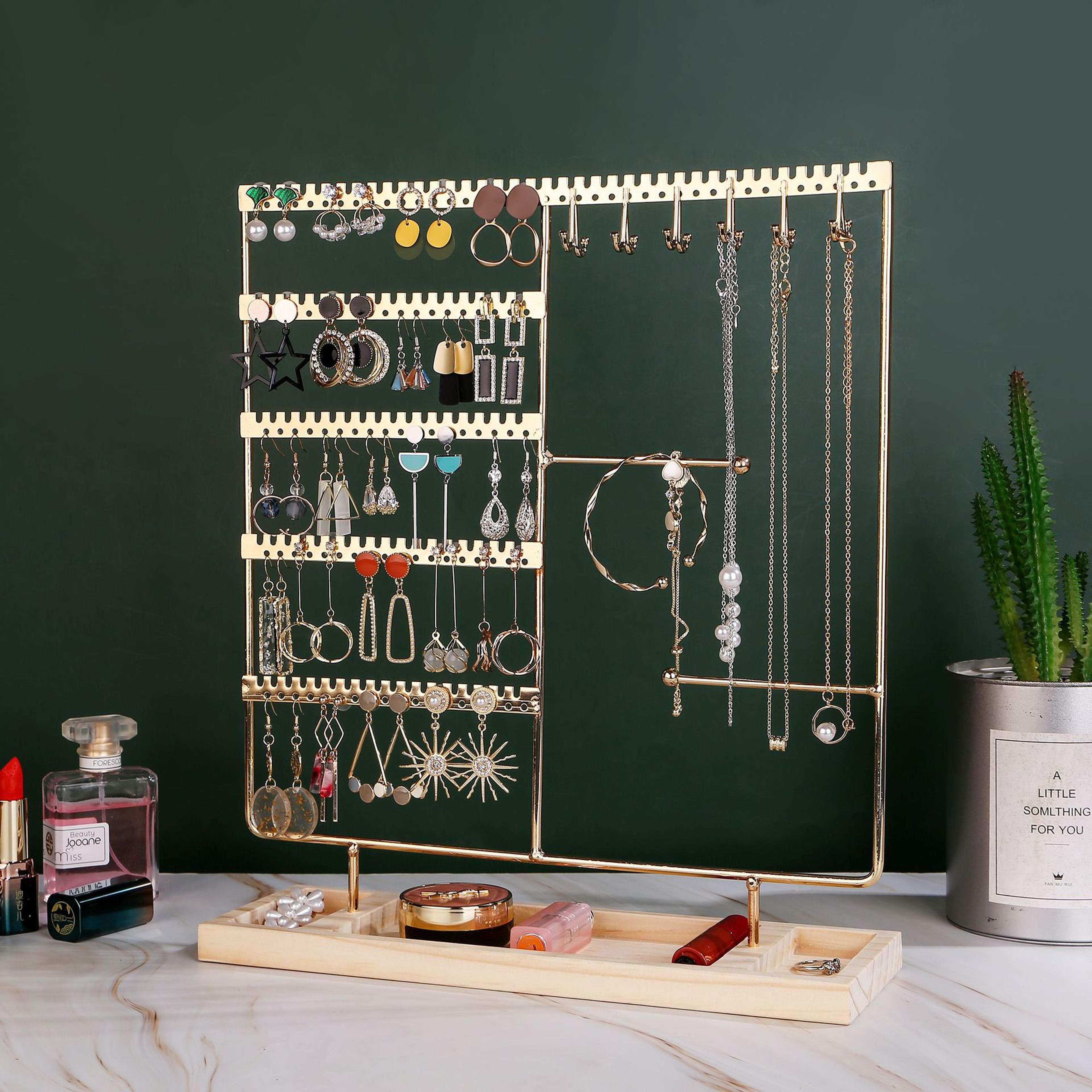 Multifunctional Jewelry Display Rack For Earring Necklace Ring And Bracelet Storage  Detachable Woo 2
