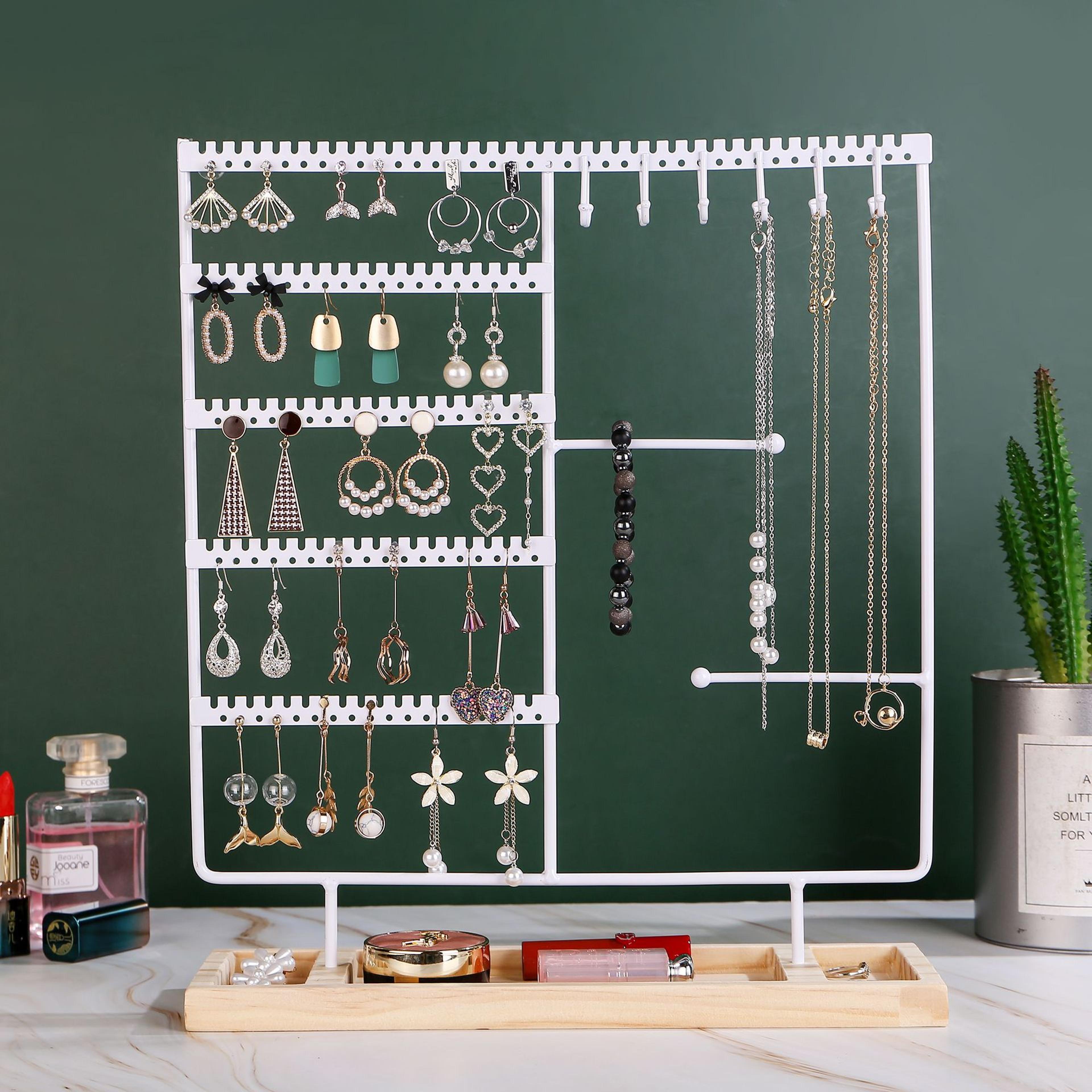 Multifunctional Jewelry Display Rack For Earring Necklace Ring And Bracelet Storage  Detachable Woo 7