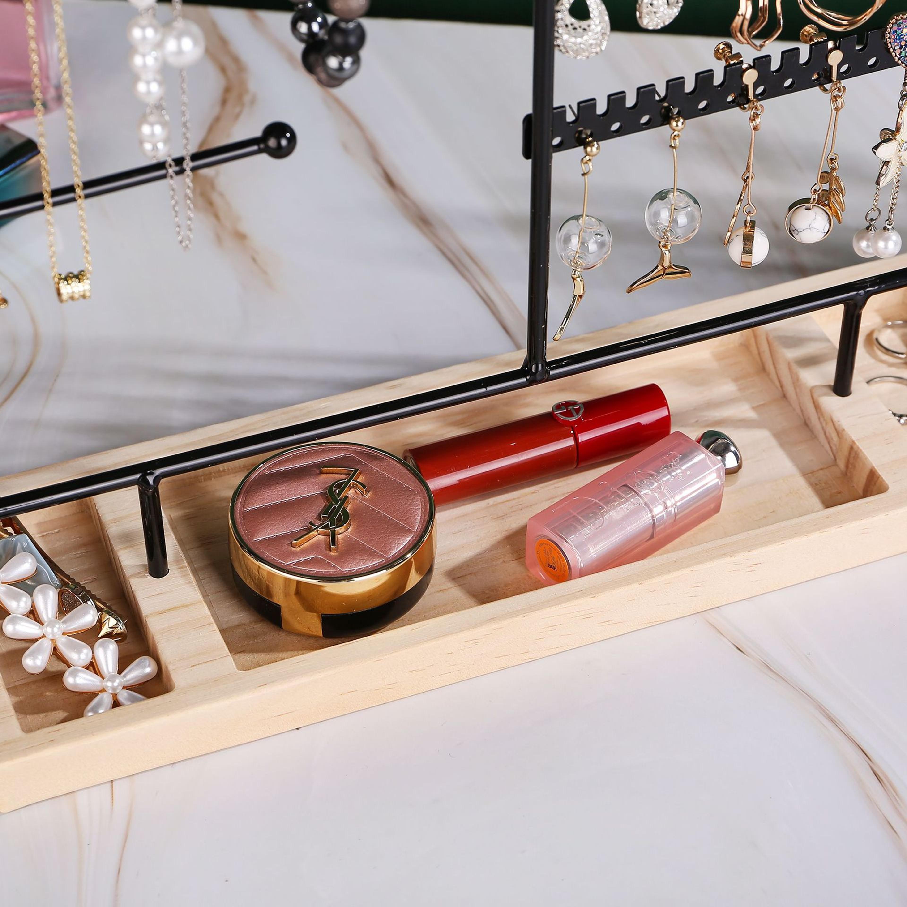 Multifunctional Jewelry Display Rack For Earring Necklace Ring And Bracelet Storage  Detachable Woo 4