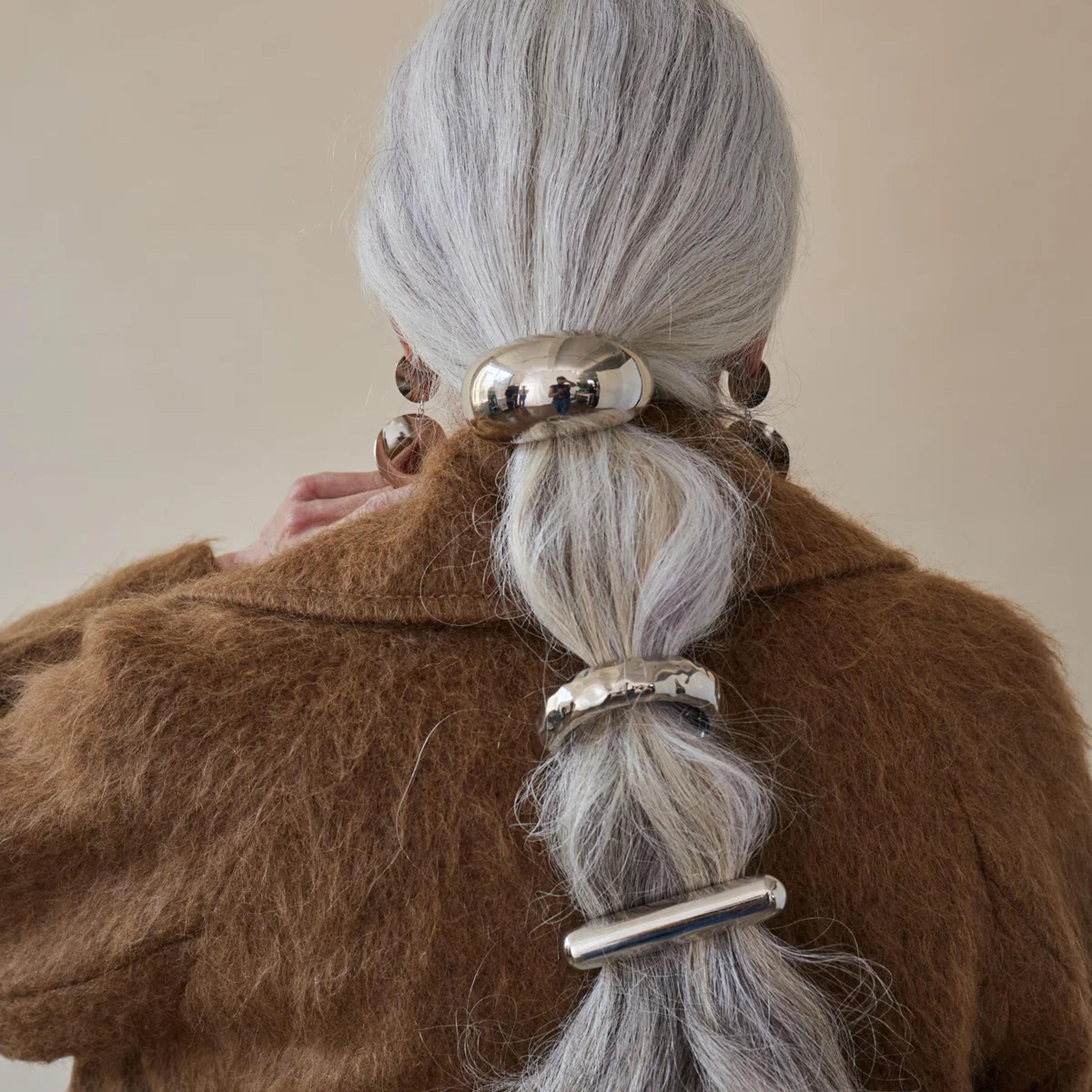 Vintage Metal Ponytail Elastic Hair Loop Scrunchies  Smooth Curved Hairband For Women Hair Ties Acc 3