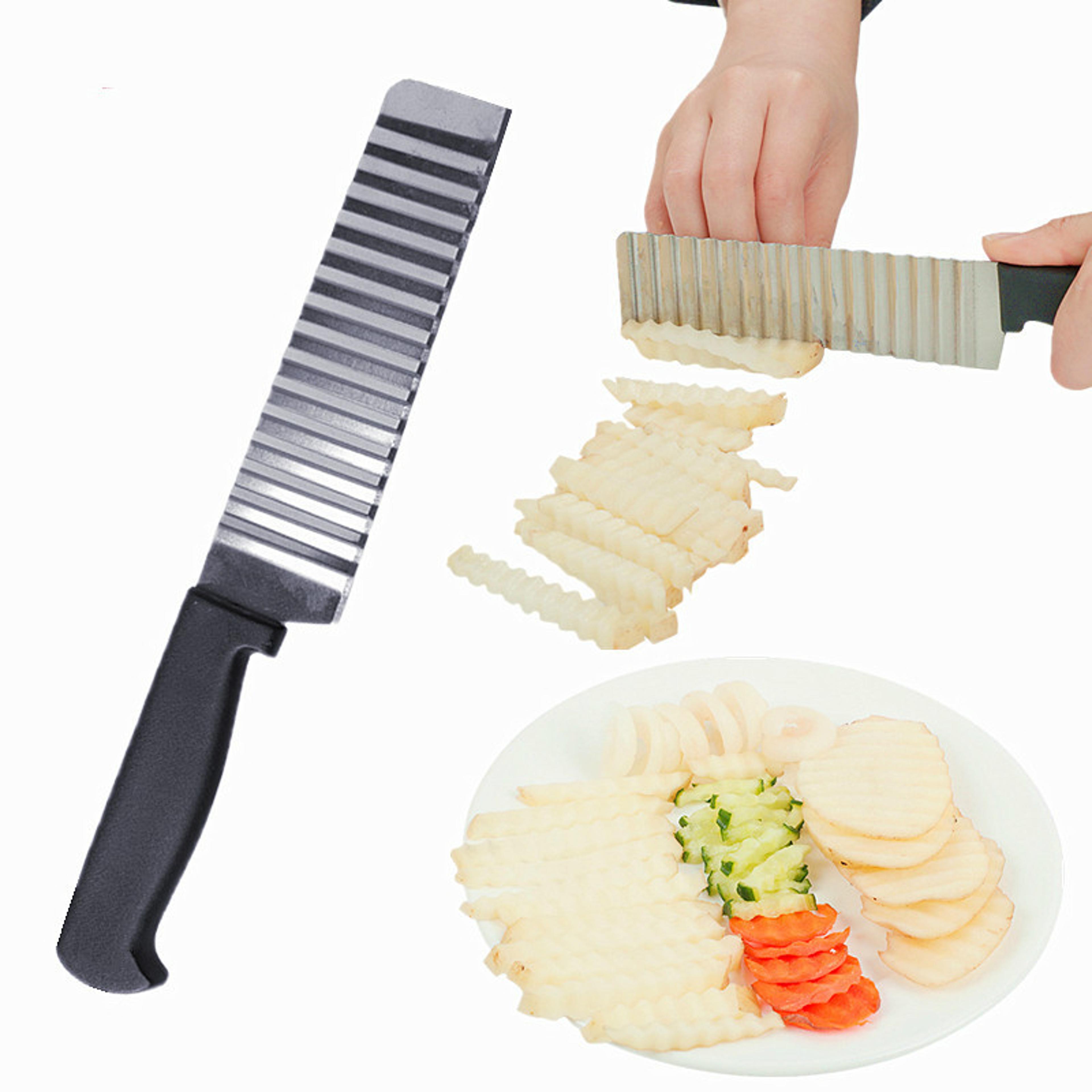 stainless steel wavy french fry cutter – durable potato slicer & vegetable chopper