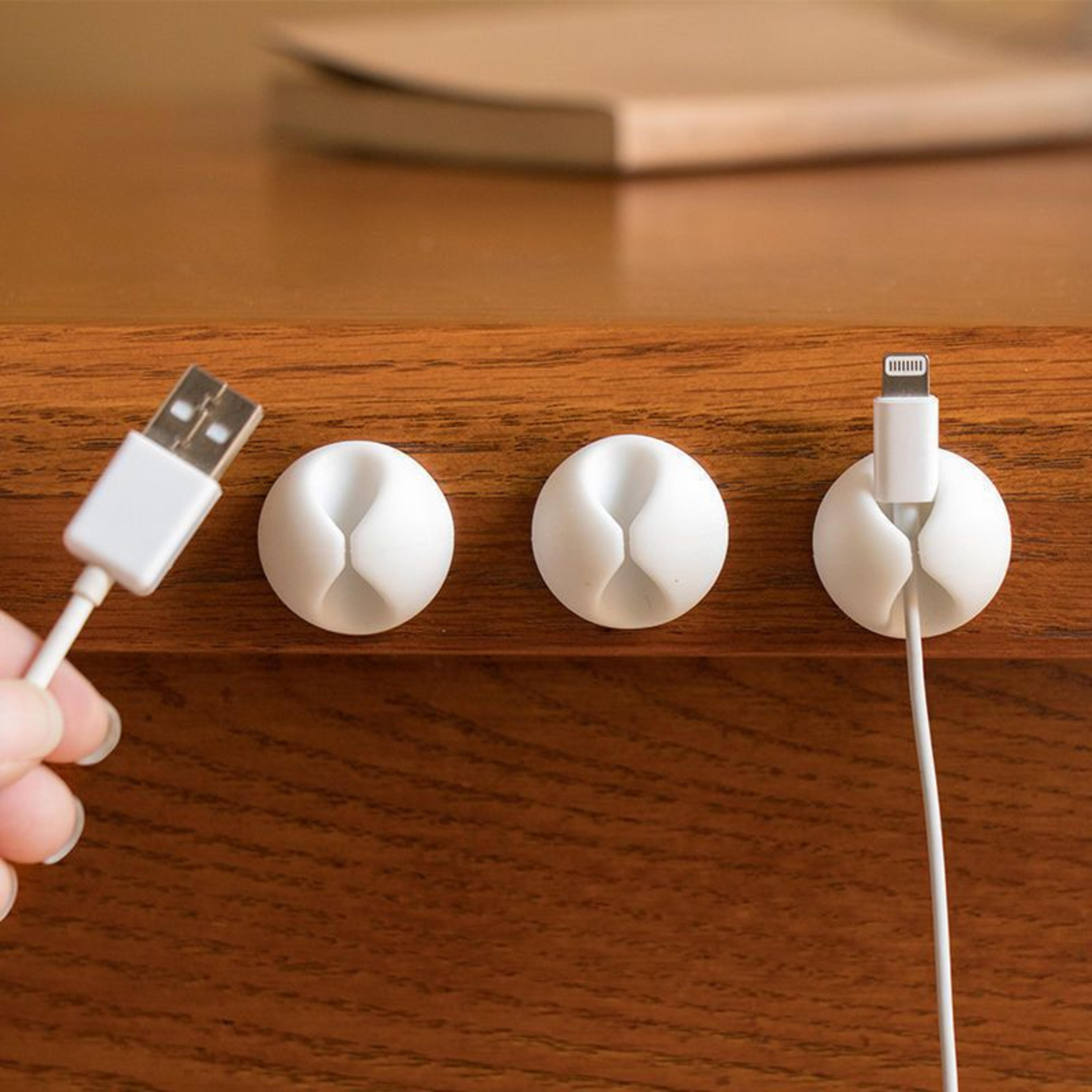 cable organizer clip set - cord holder for desk & usb charger wires