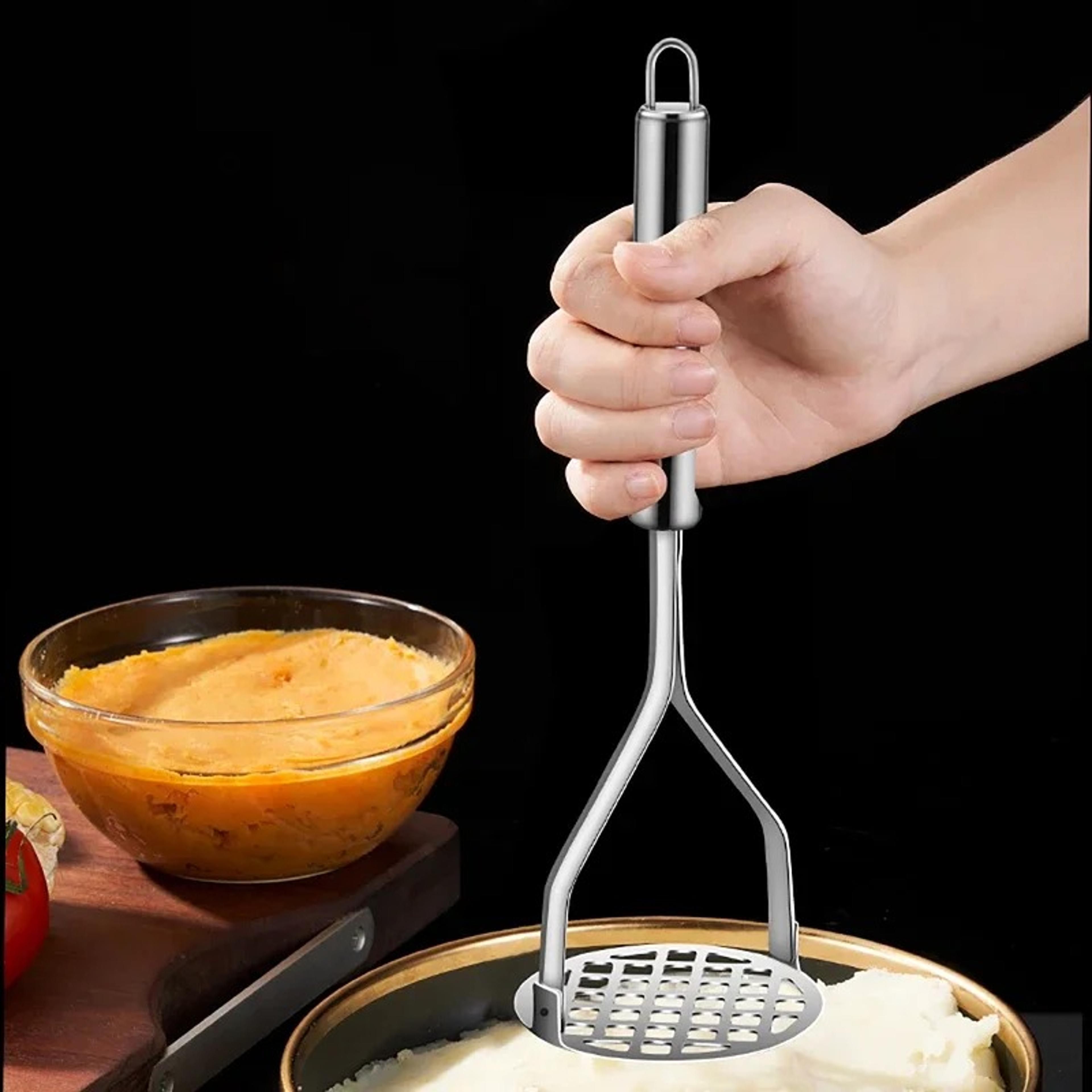stainless steel potato masher – perfect for mashing potatoes, sweet potatoes, pumpkins & more – durable, easy-to-use kit