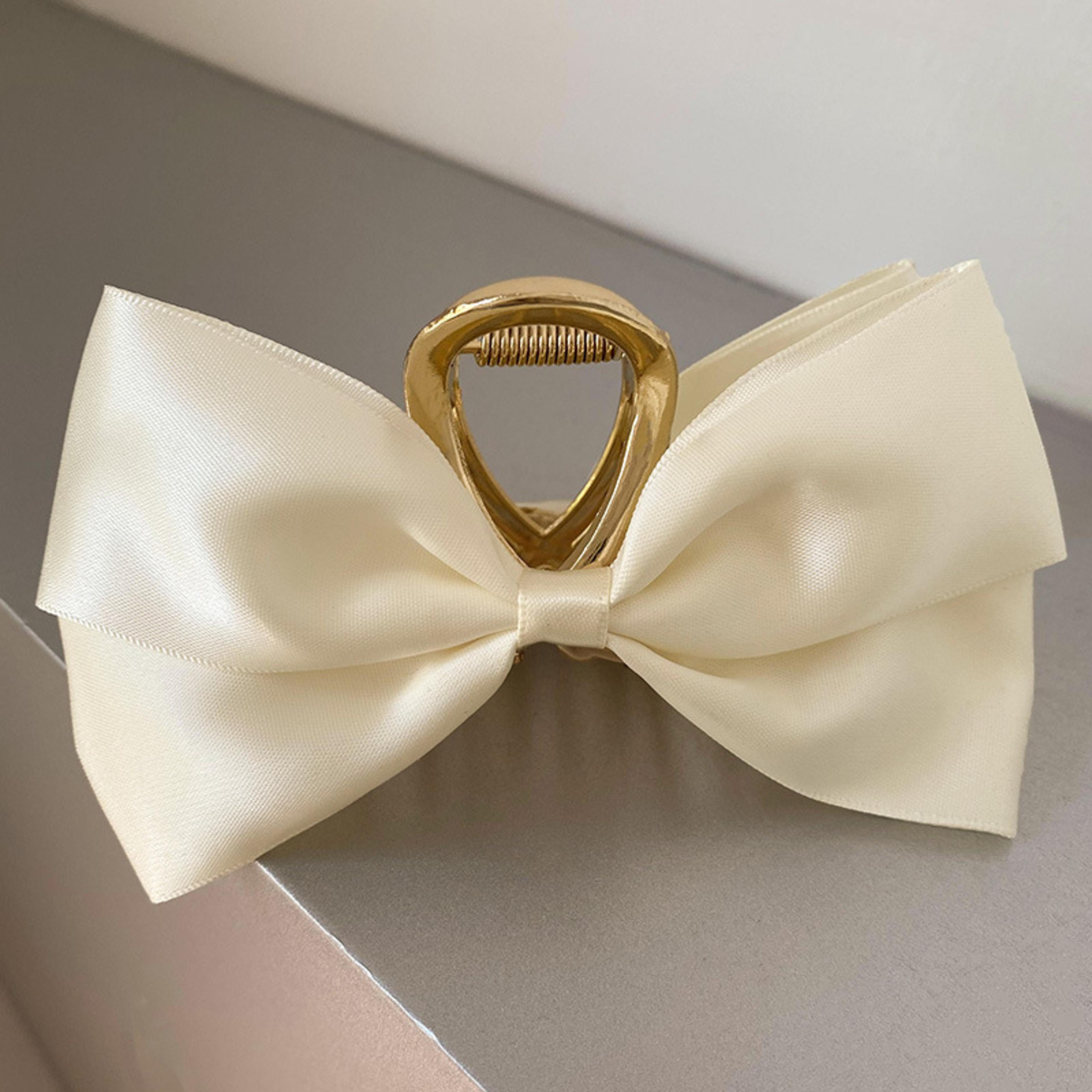 Elegant Black Satin Bow Hair Clip  Womens Summer Headwear Temperament Shark Clip For All Hair Types 4