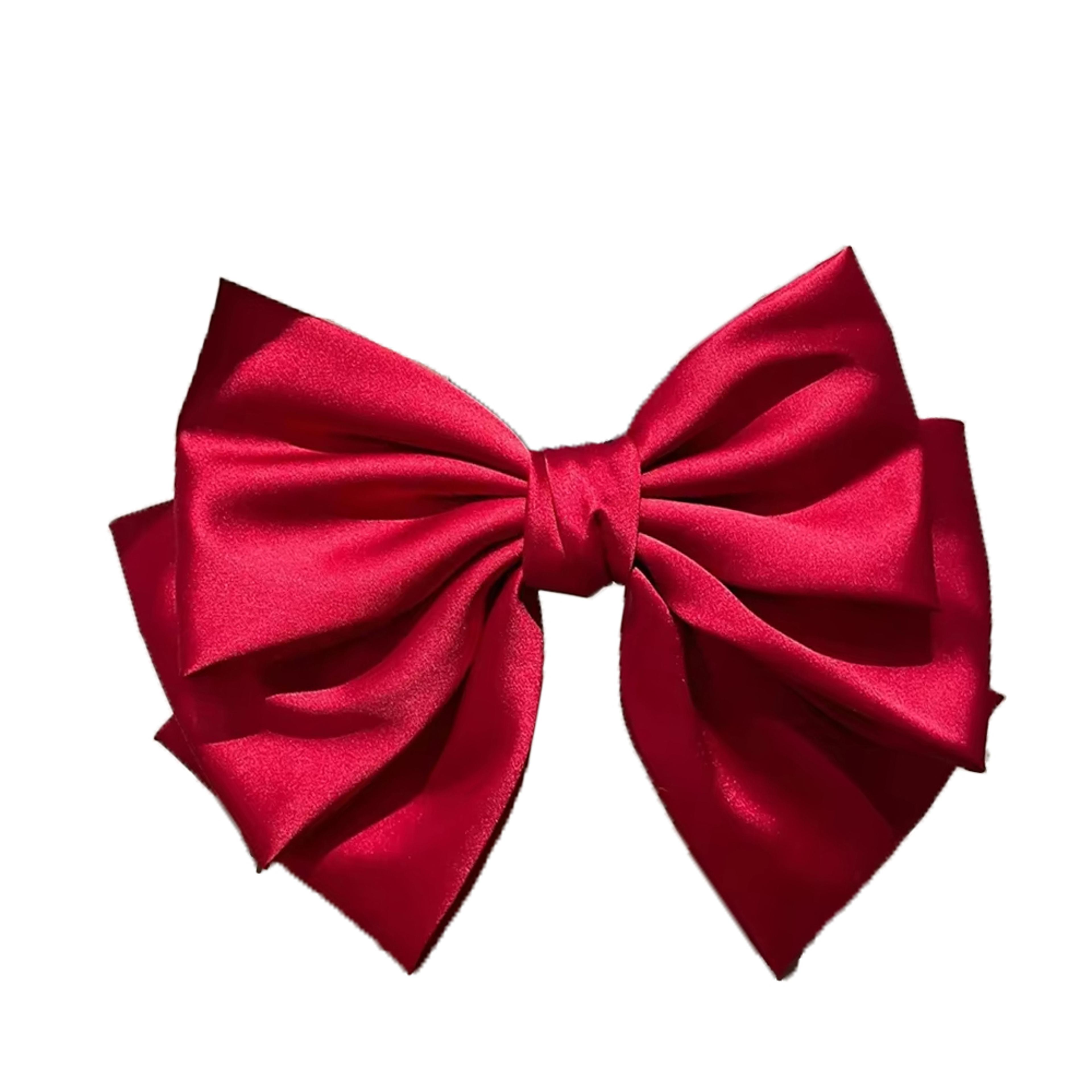 Elegant Satin Bow Hairpin Clip  Double Layer Ribbon Ponytail Clip Korean Fashion Accessory 0