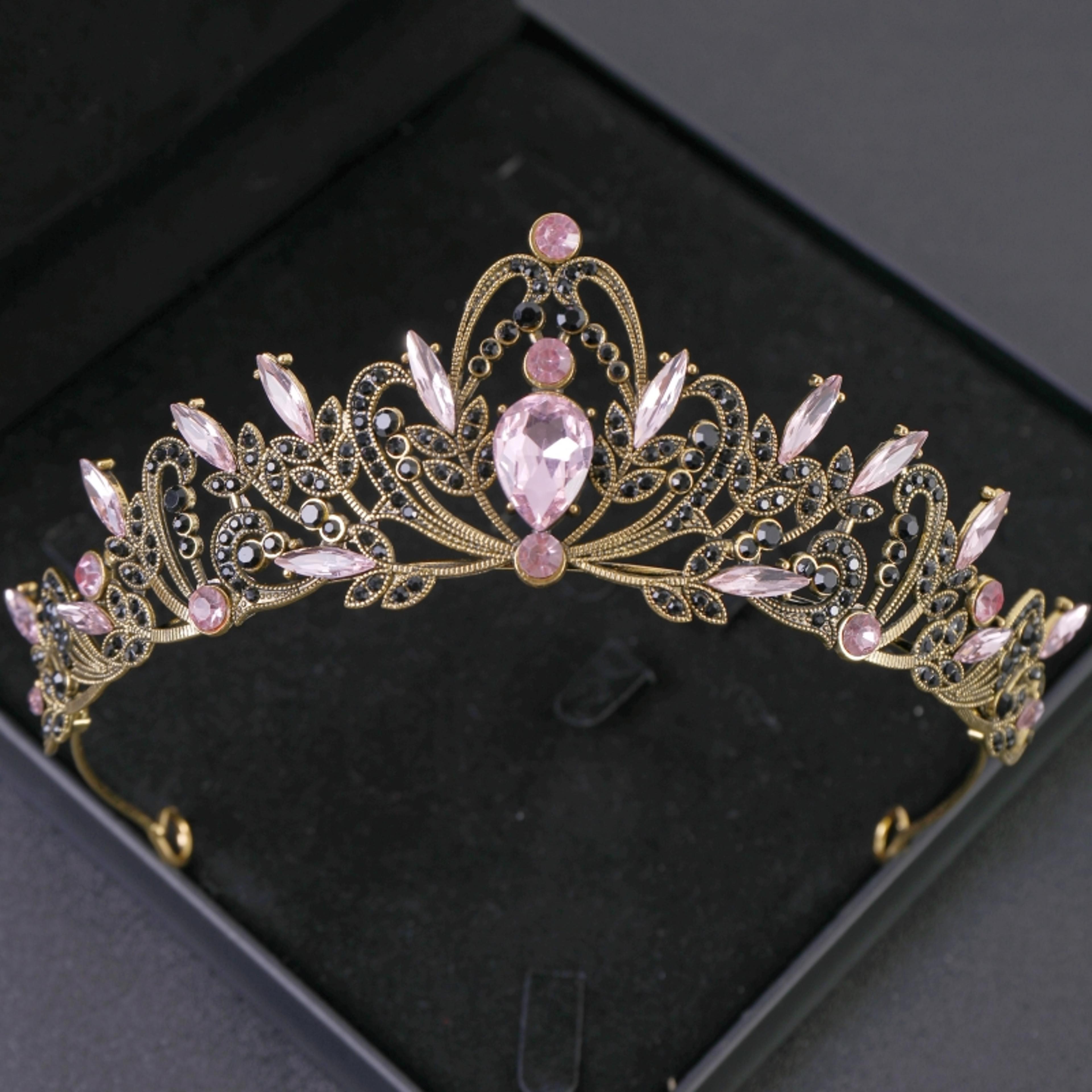 GoldColour Bridal Crown Tiara For Weddings And Special Occasions 3