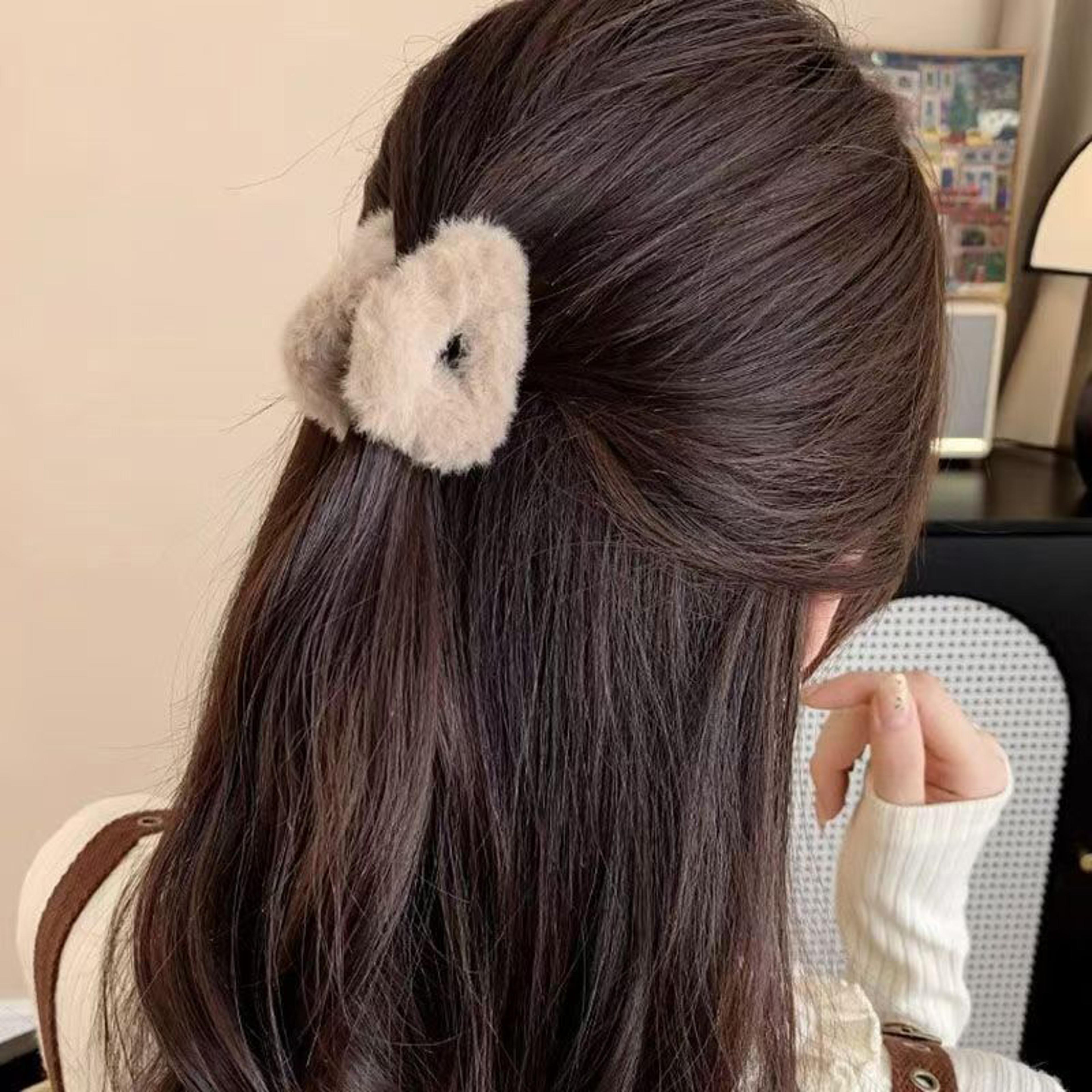 Plush Cat Ears Hair Clips For Women  Sweet Cute Beige Duck Beak Clip Hairpins For Fashion Girls Hea 6