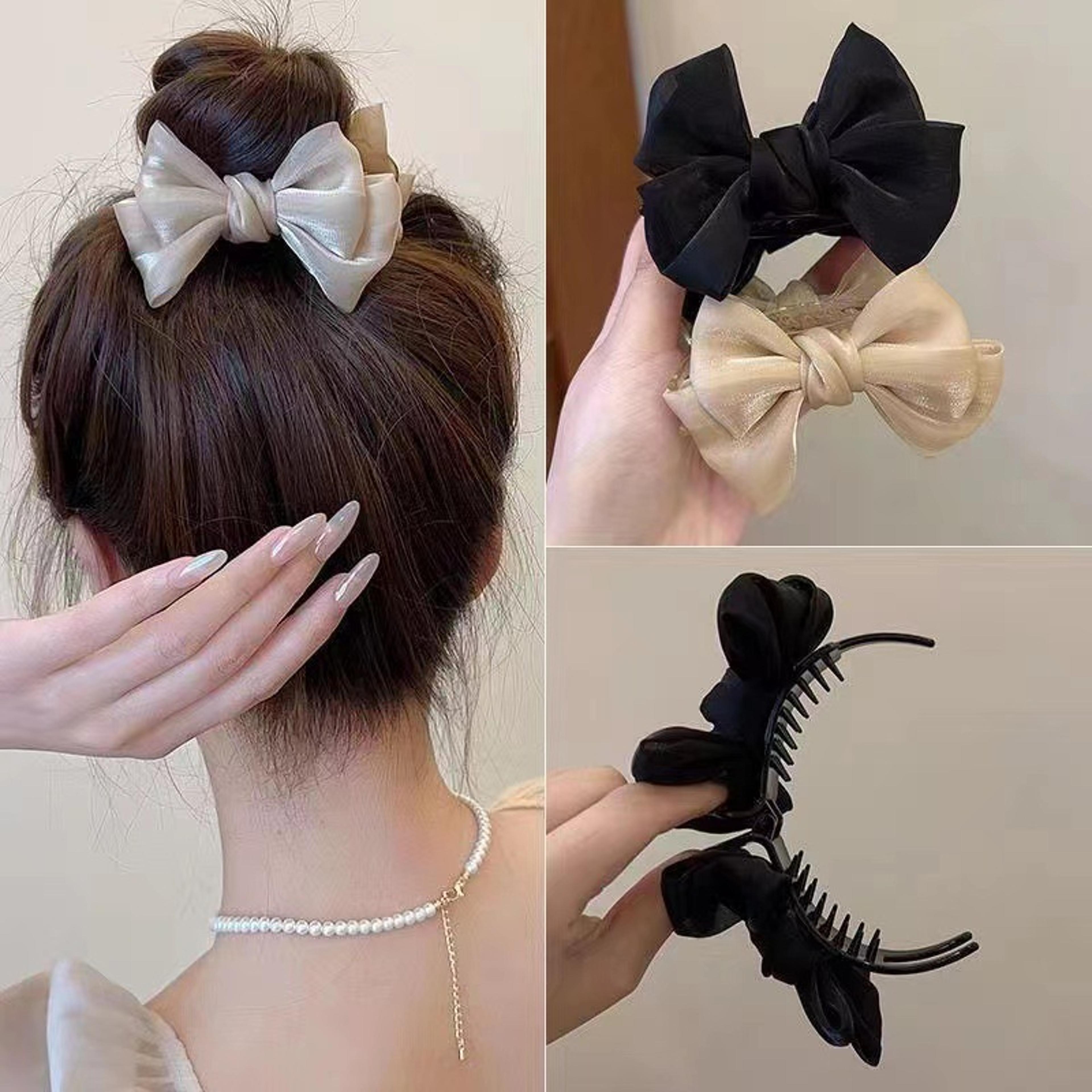 Elegant Bow Mesh Hair Clip For Women  KoreanInspired Fashion Hair Accessory For Ponytail  Braid 2