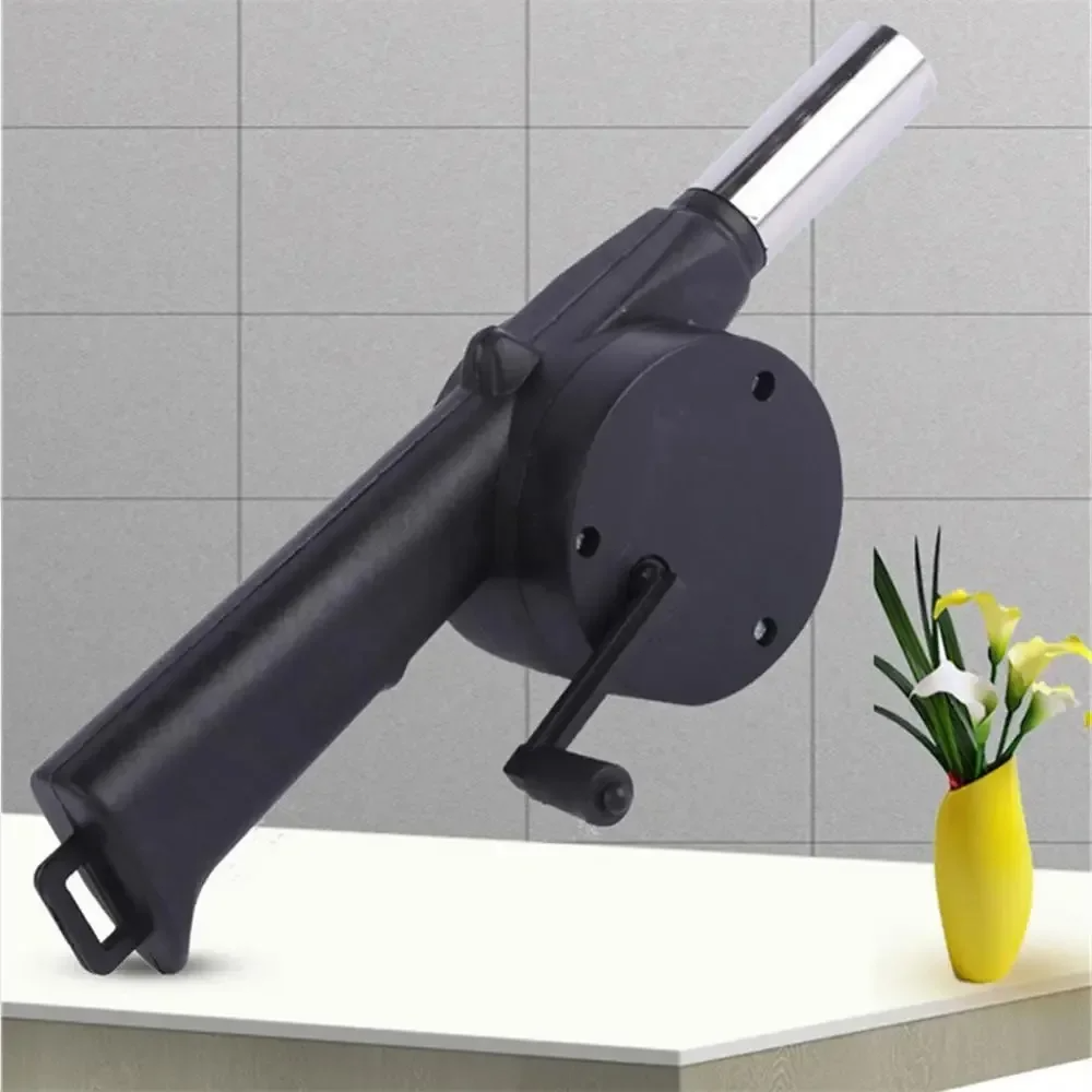 hand-cranked bbq air blower – portable charcoal fire starter for outdoor grills & camping