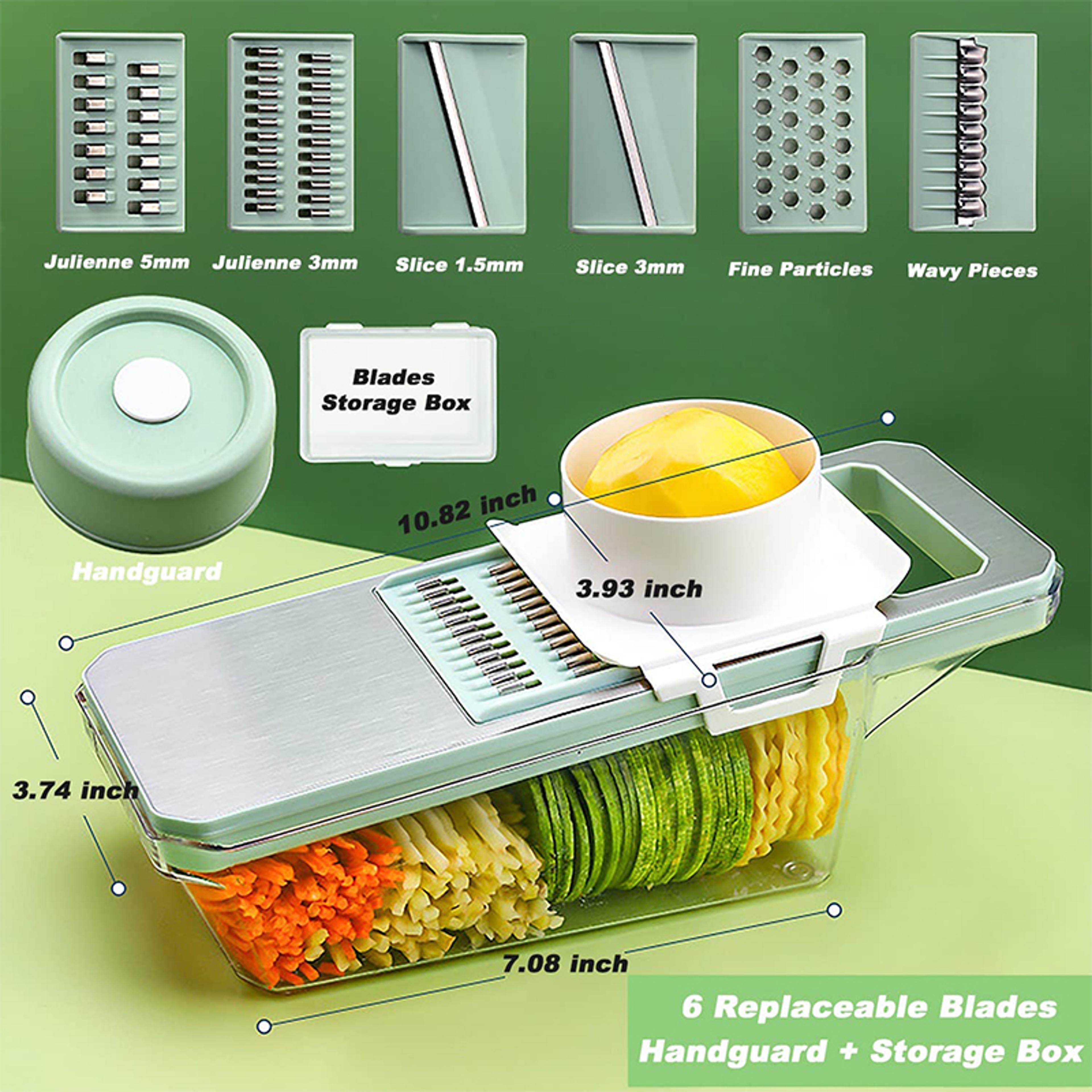 Vegetable Slicer Mandoline With Interchangeable Blades And Julienne Shredder 1