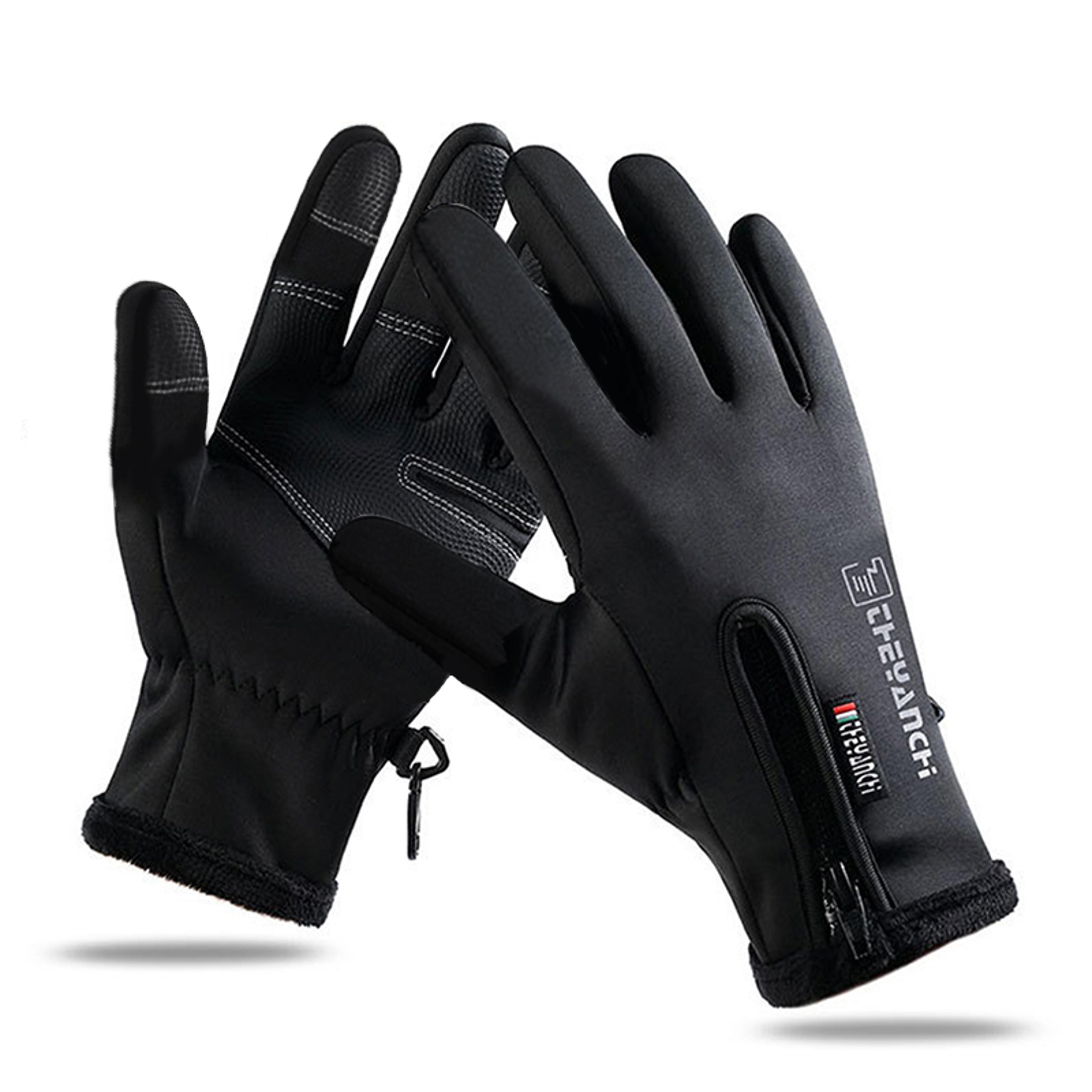 outdoor winter gloves for men, waterproof thermal fleece lined, touch screen resistant for motorbike riding