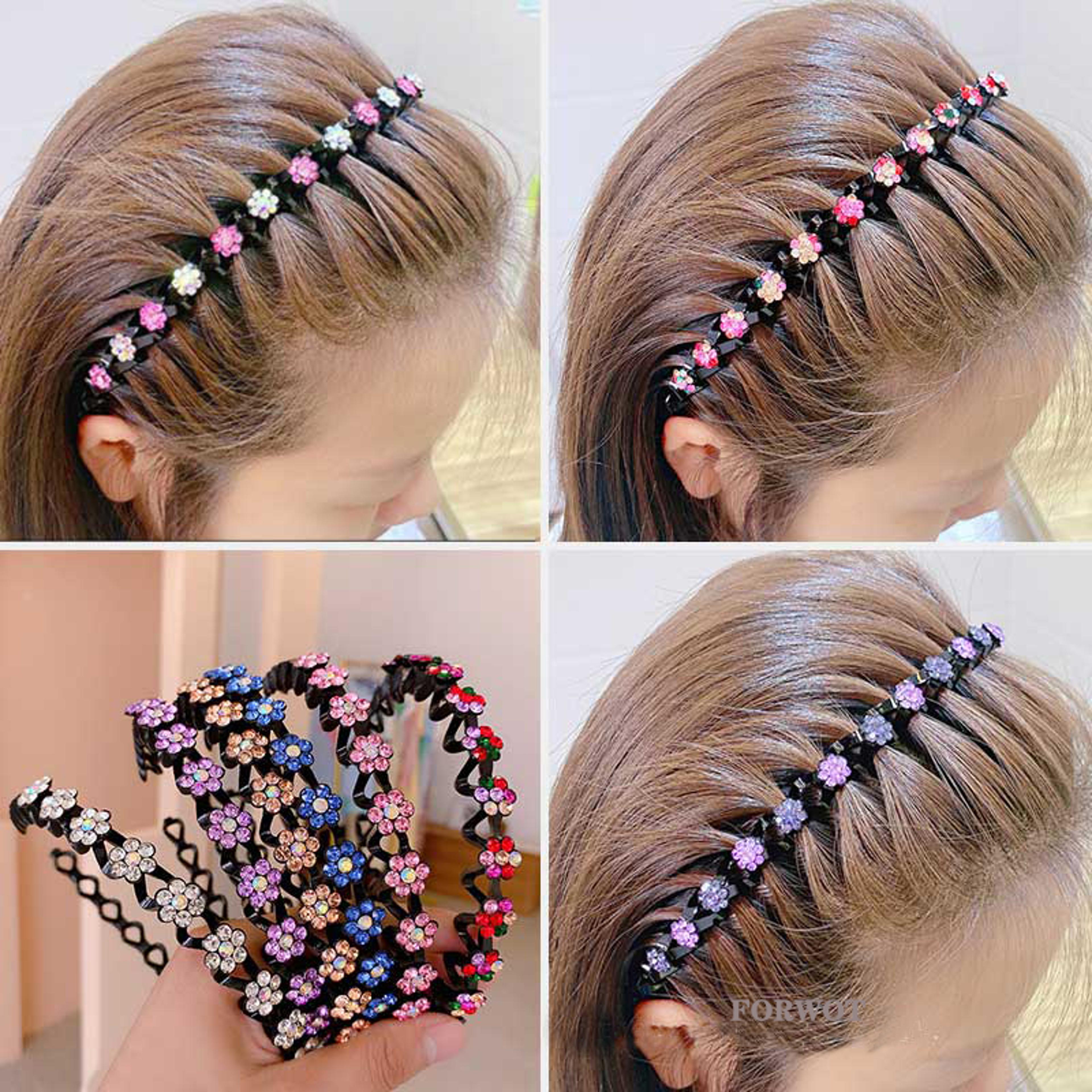 Elegant Rhinestone Pearl Hairband With Floral Design  NonSlip Elastic Hair Hoop For Women  Girls 7