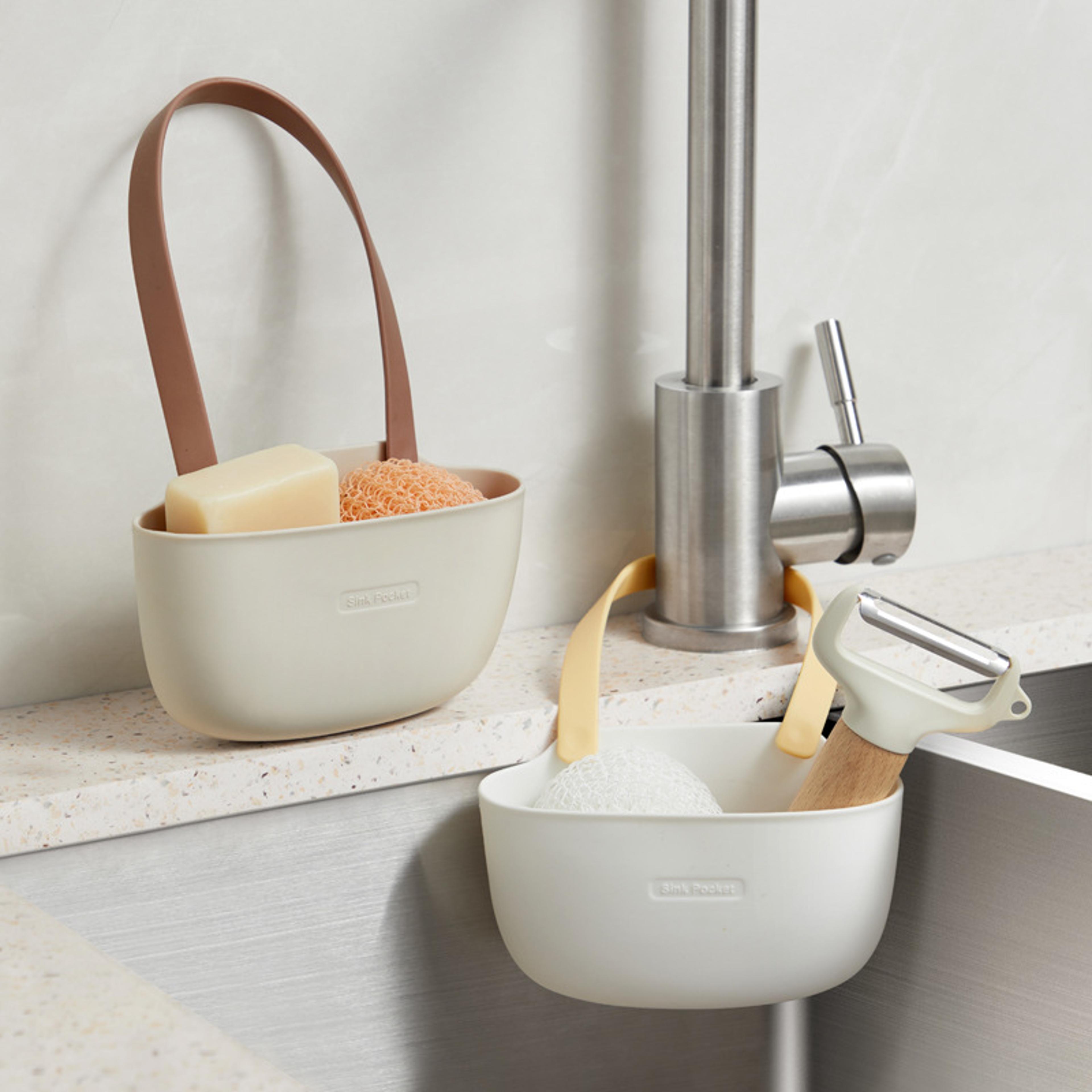 kitchen sink sponge soap holder – multifunctional drainage rack for bathroom or dish drying