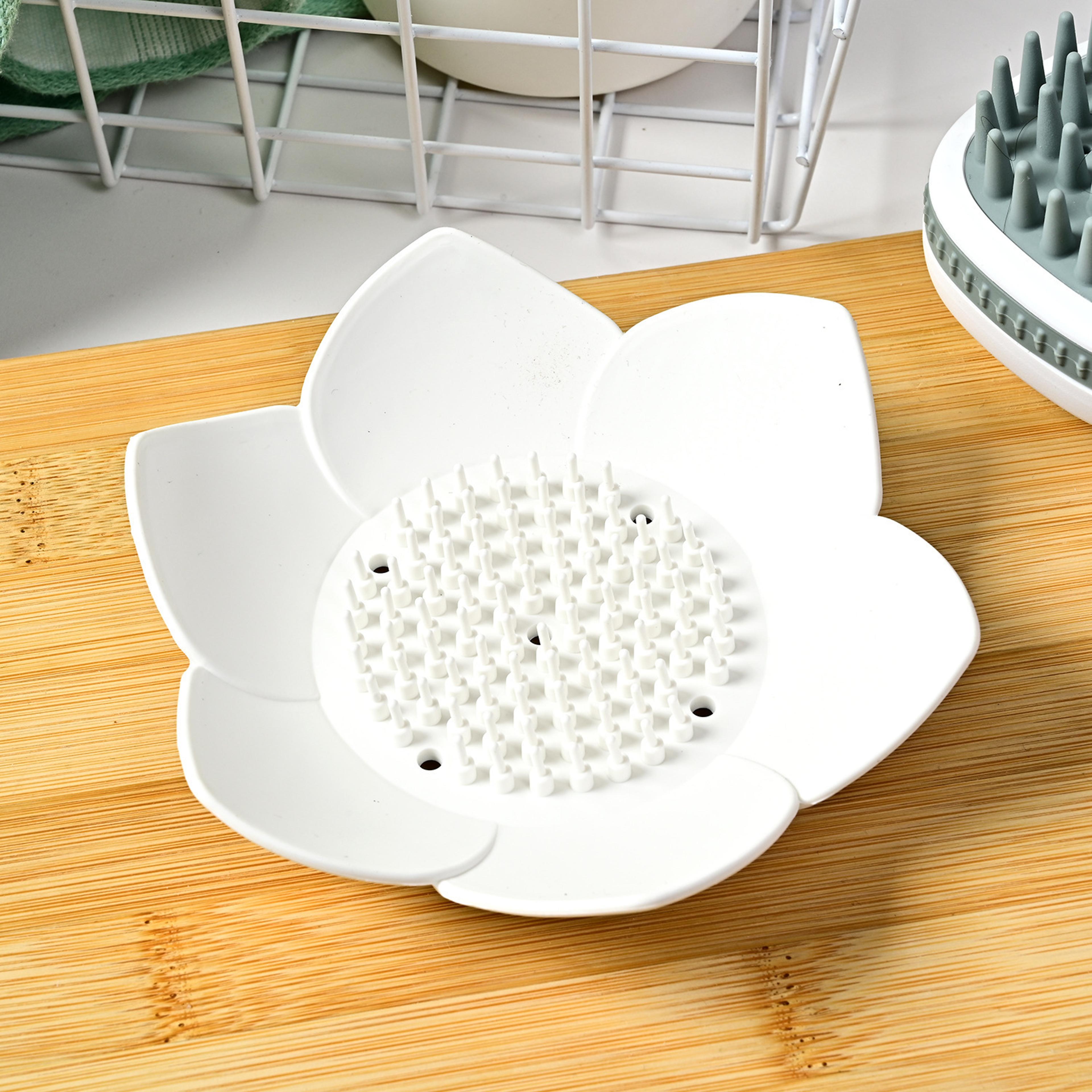 Silicone Lotus Soap Dish  Creative NonPerforated Soap Storage Box For Bathroom And Home Use 4