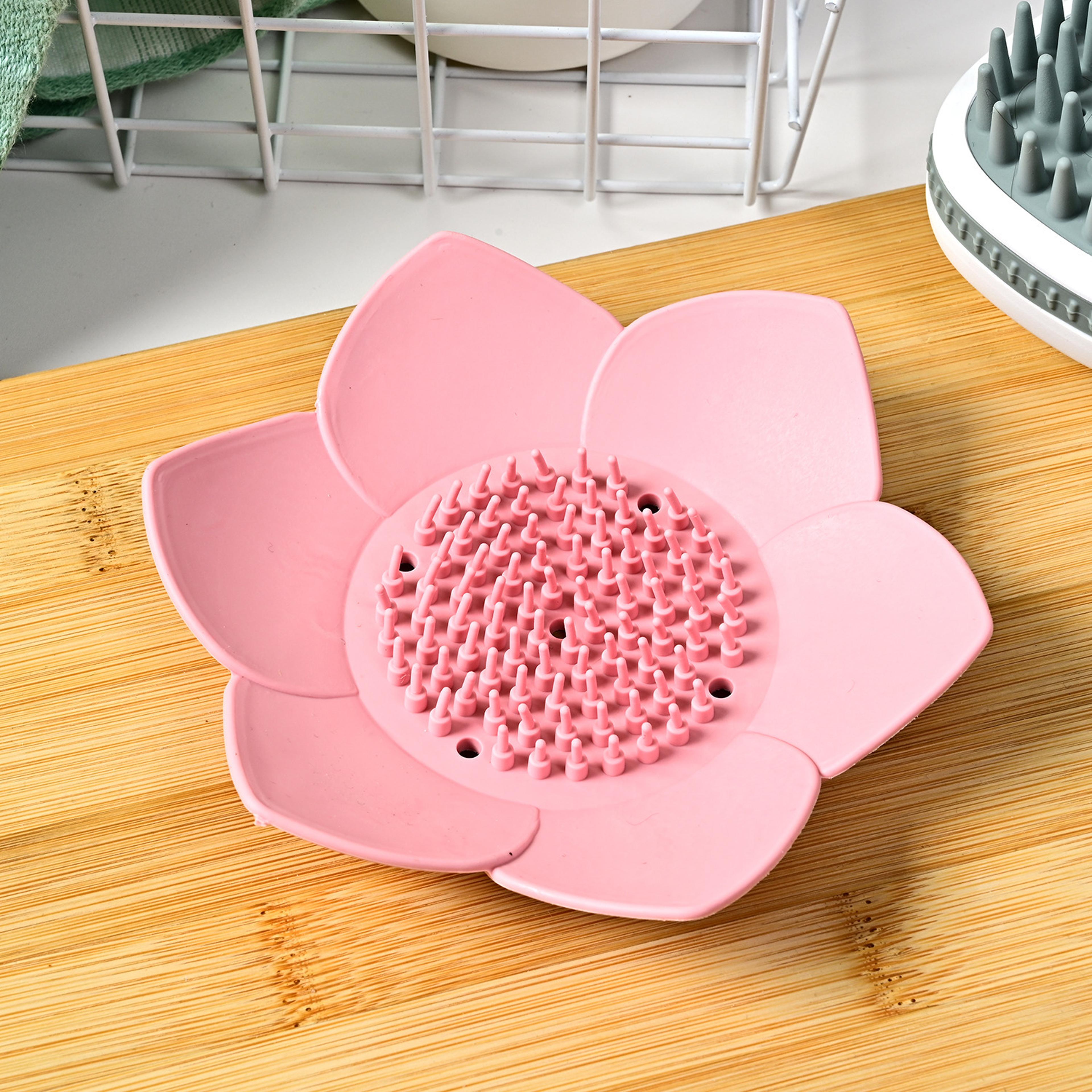 Silicone Lotus Soap Dish  Creative NonPerforated Soap Storage Box For Bathroom And Home Use 8