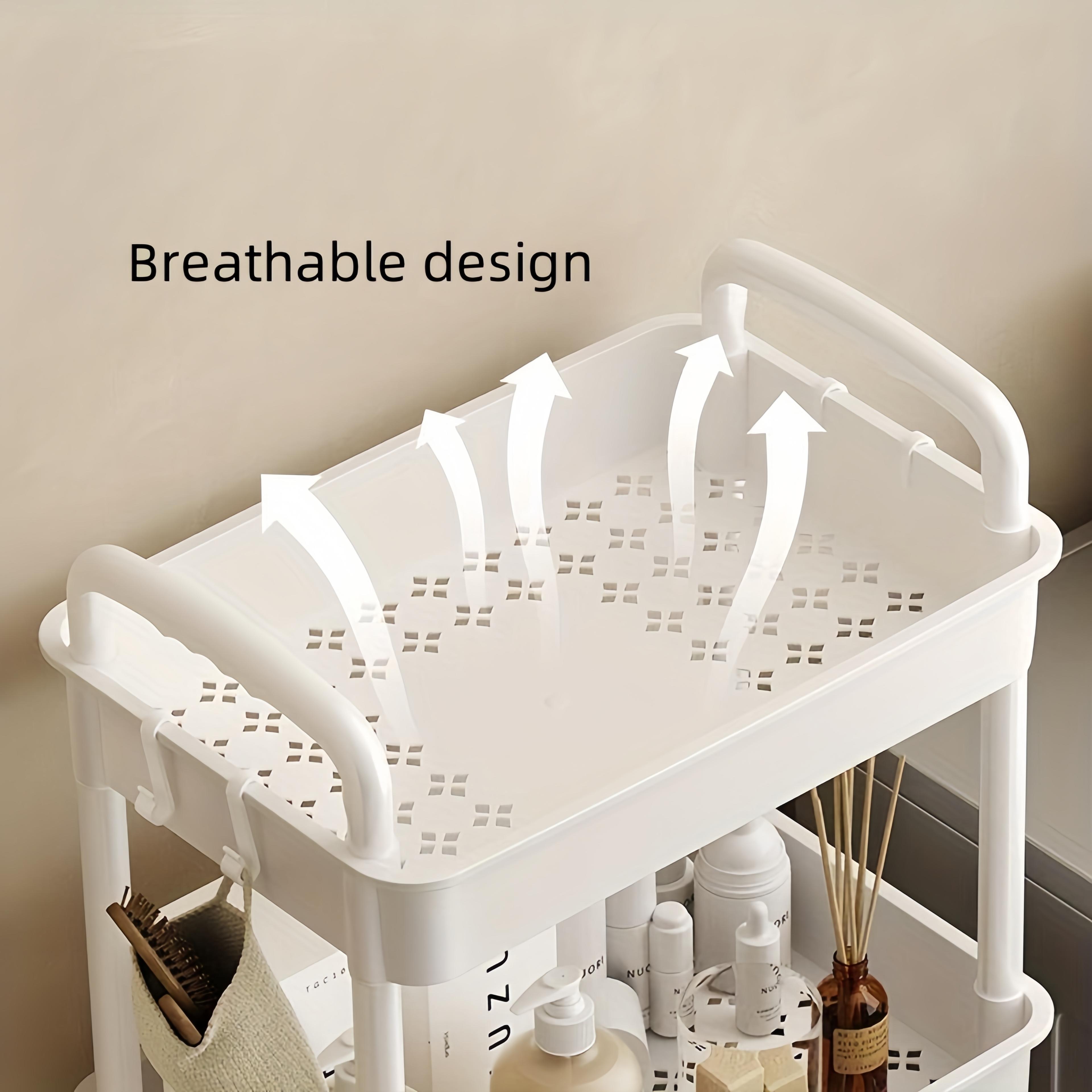 Small Rolling Storage Cart  Multifunctional DoubleLayer Storage Rack For Kitchen  Bathroom 4