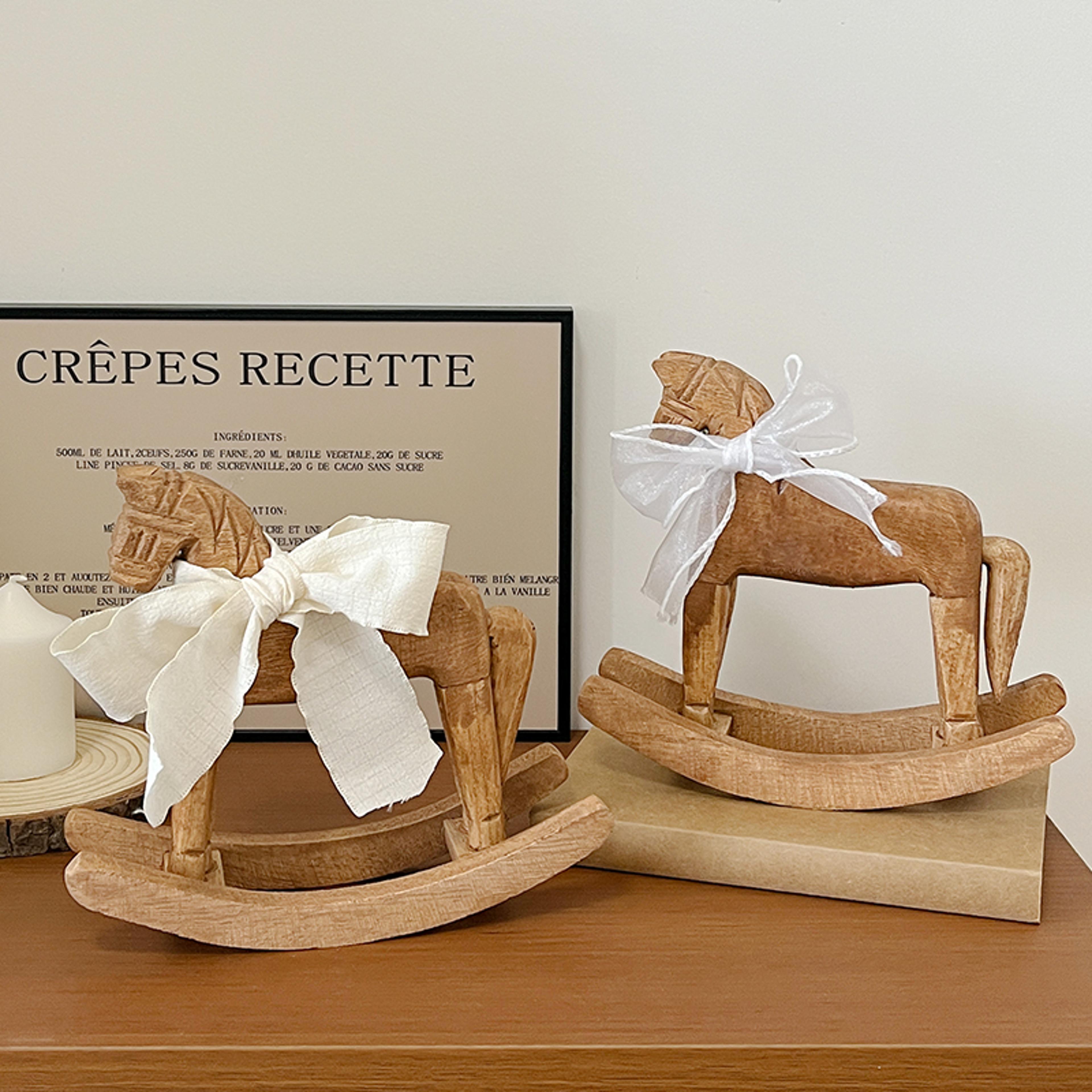 Hand Carved Wooden Horse Rocking Ornament  Retro Desktop Decoration For Friends  Commemorative Gift 1