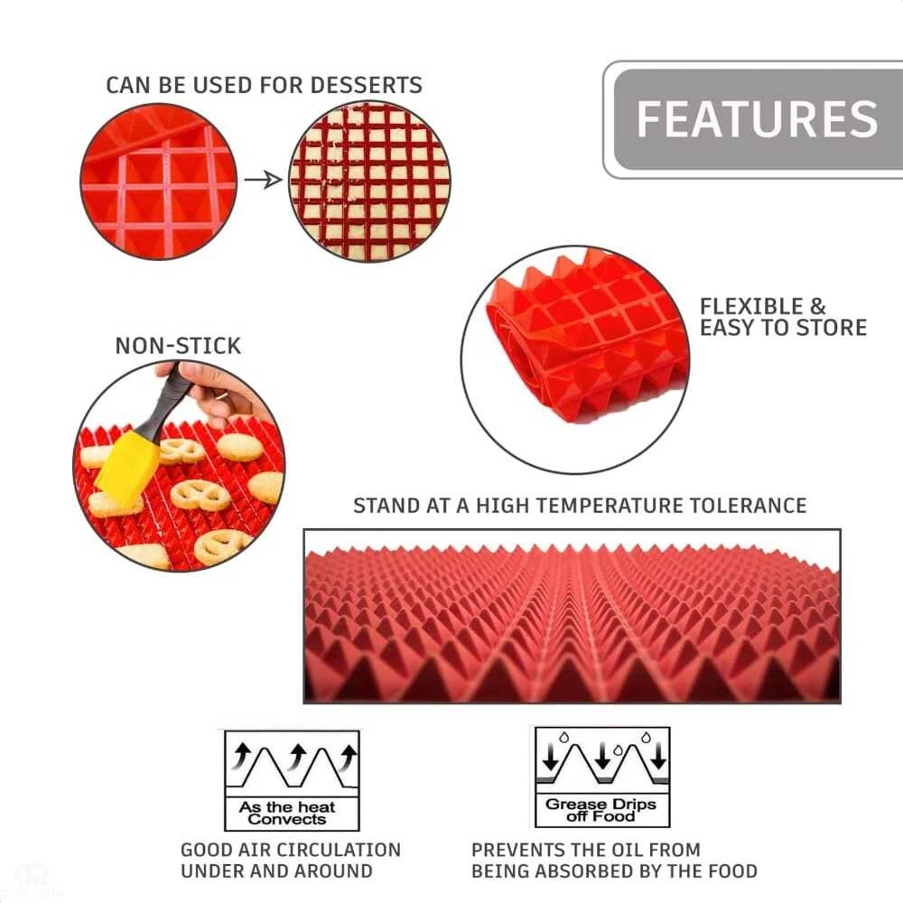 NonStick Silicone Baking Mat With Grid  HeatResistant Versatile BBQ  Oven Mat 4