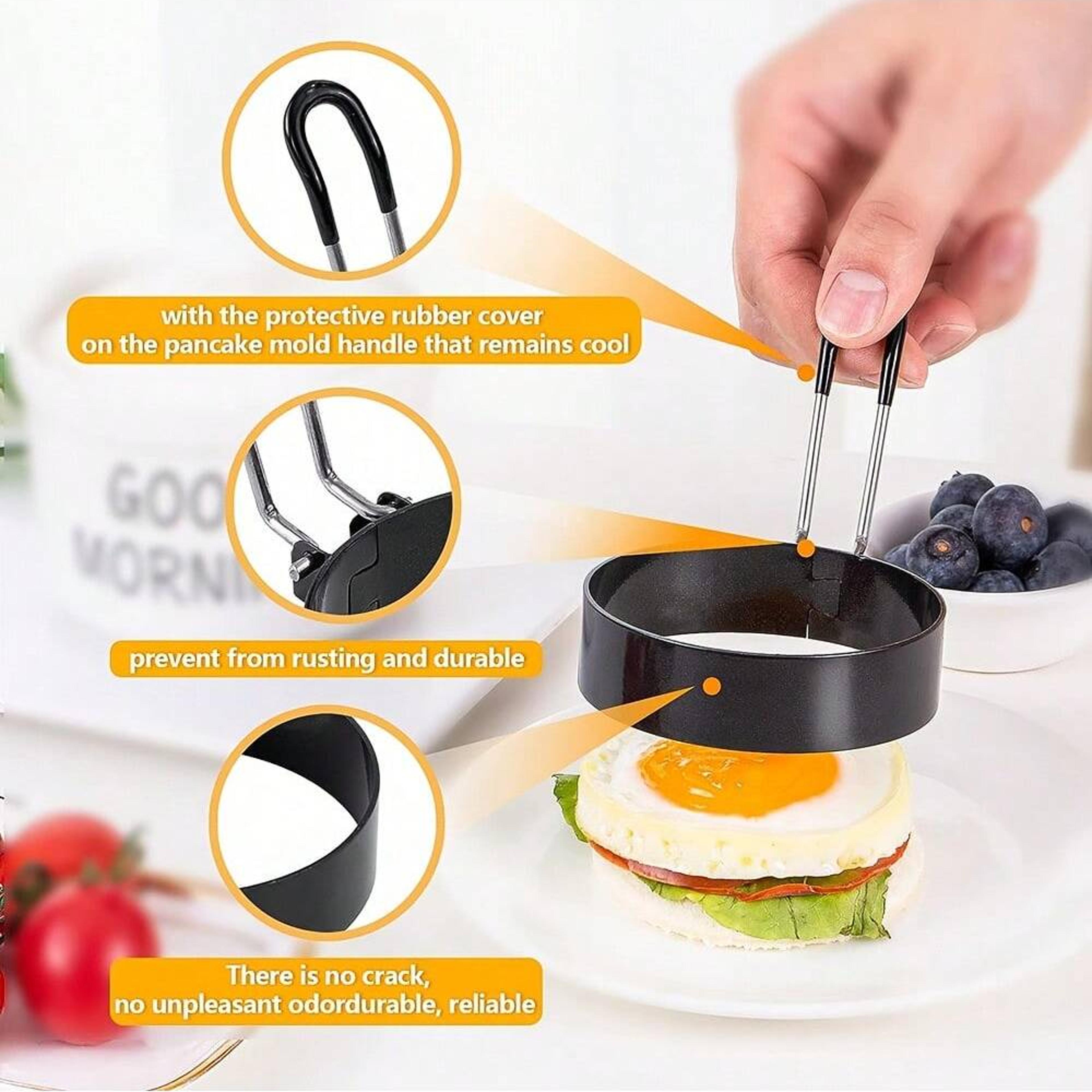 Stainless Steel Egg Rings For Frying  Round Nonstick Egg Cooker Mold For Griddle  Breakfast Cooking 3