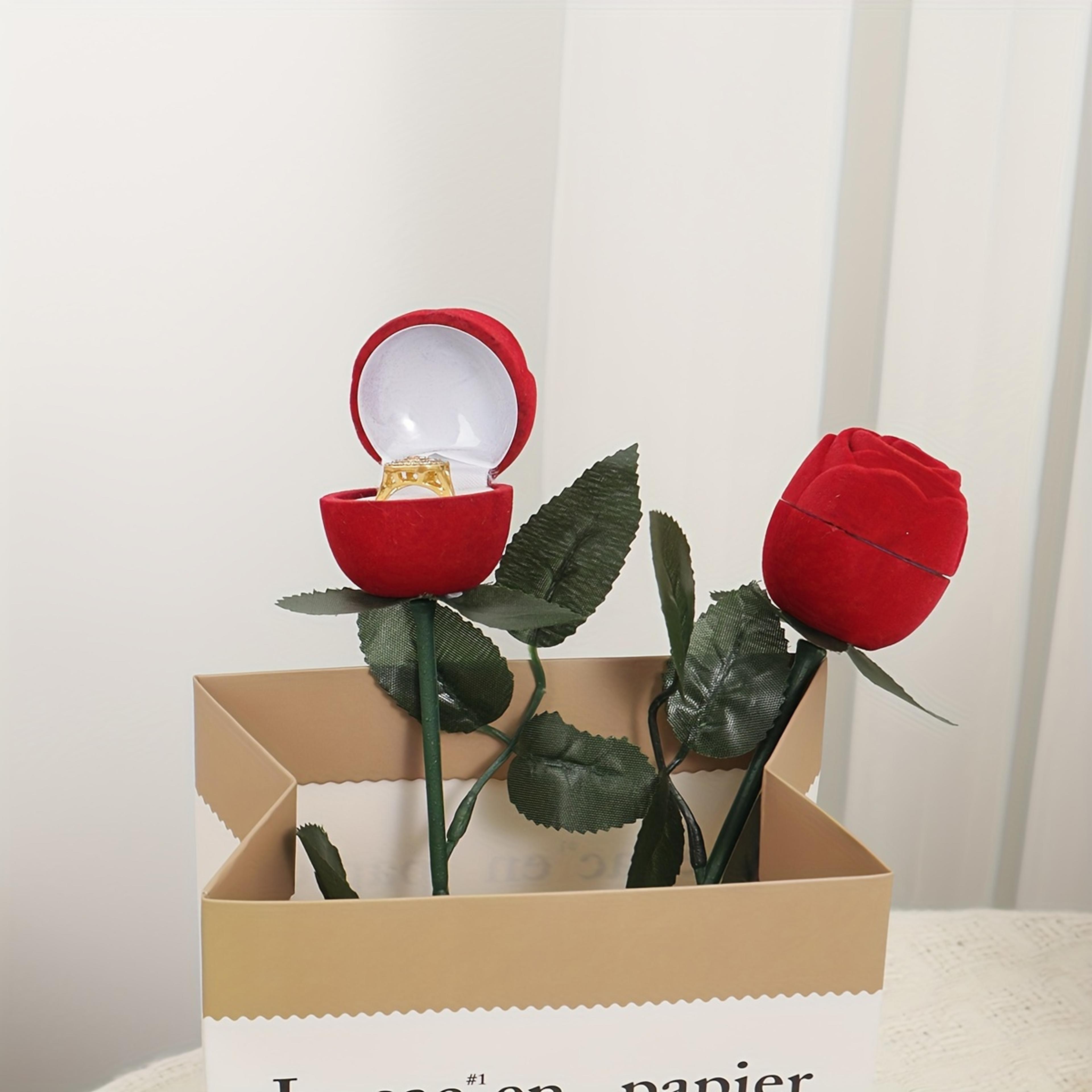Simulated Rose Engagement Ring Box  Romantic Proposal And Wedding Gift 3