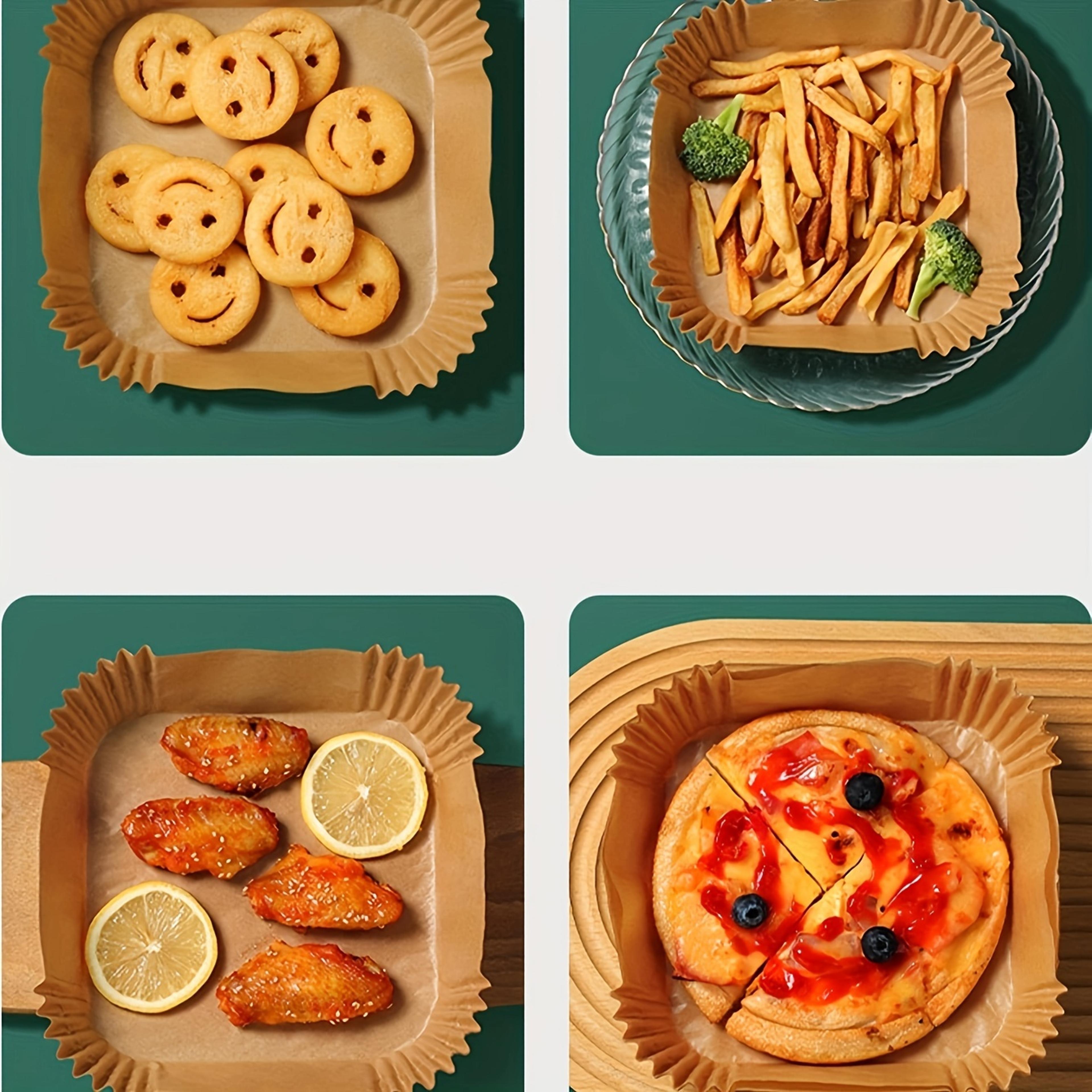 NonStick Air Fryer Disposable Paper Liners  Square  Round OilProof Mat For Air Fryers  Ovens  Reusa 5