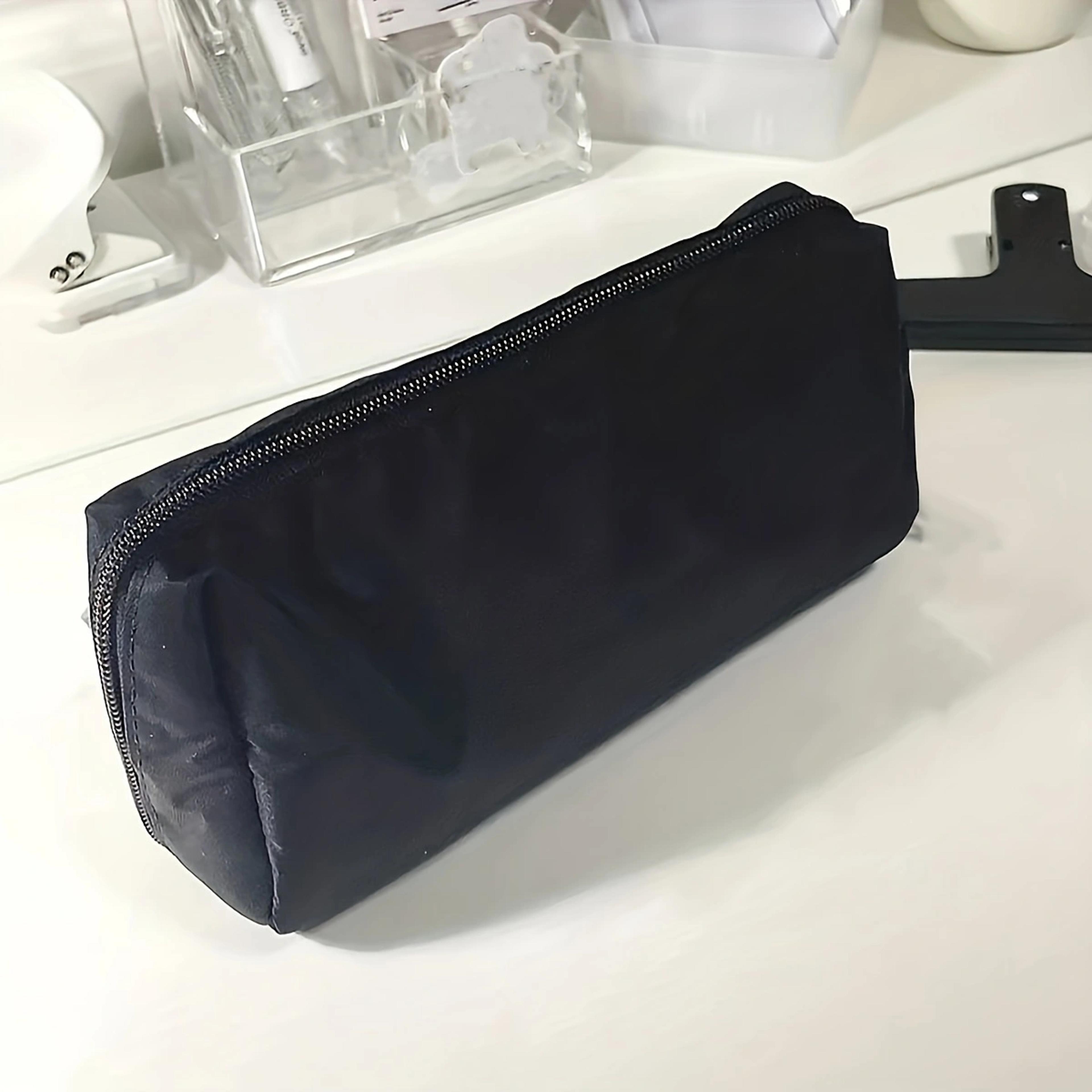 Simple Black Canvas Pencil Case Large Capacity Stationery Storage Bag For School Students 6