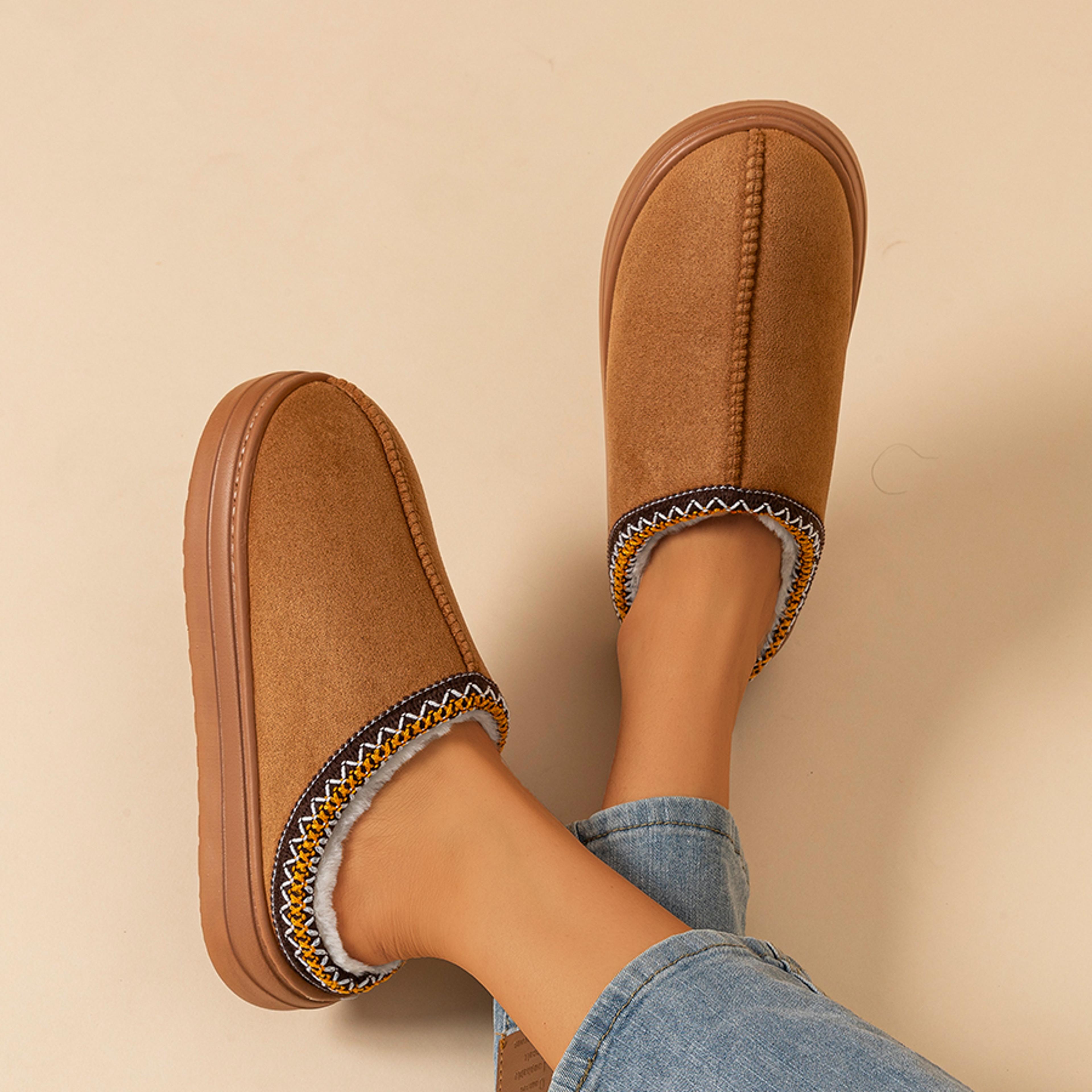 winter women's slippers soft sole indoor/outdoor fuzzy anti-slip warm comfort plush house shoes