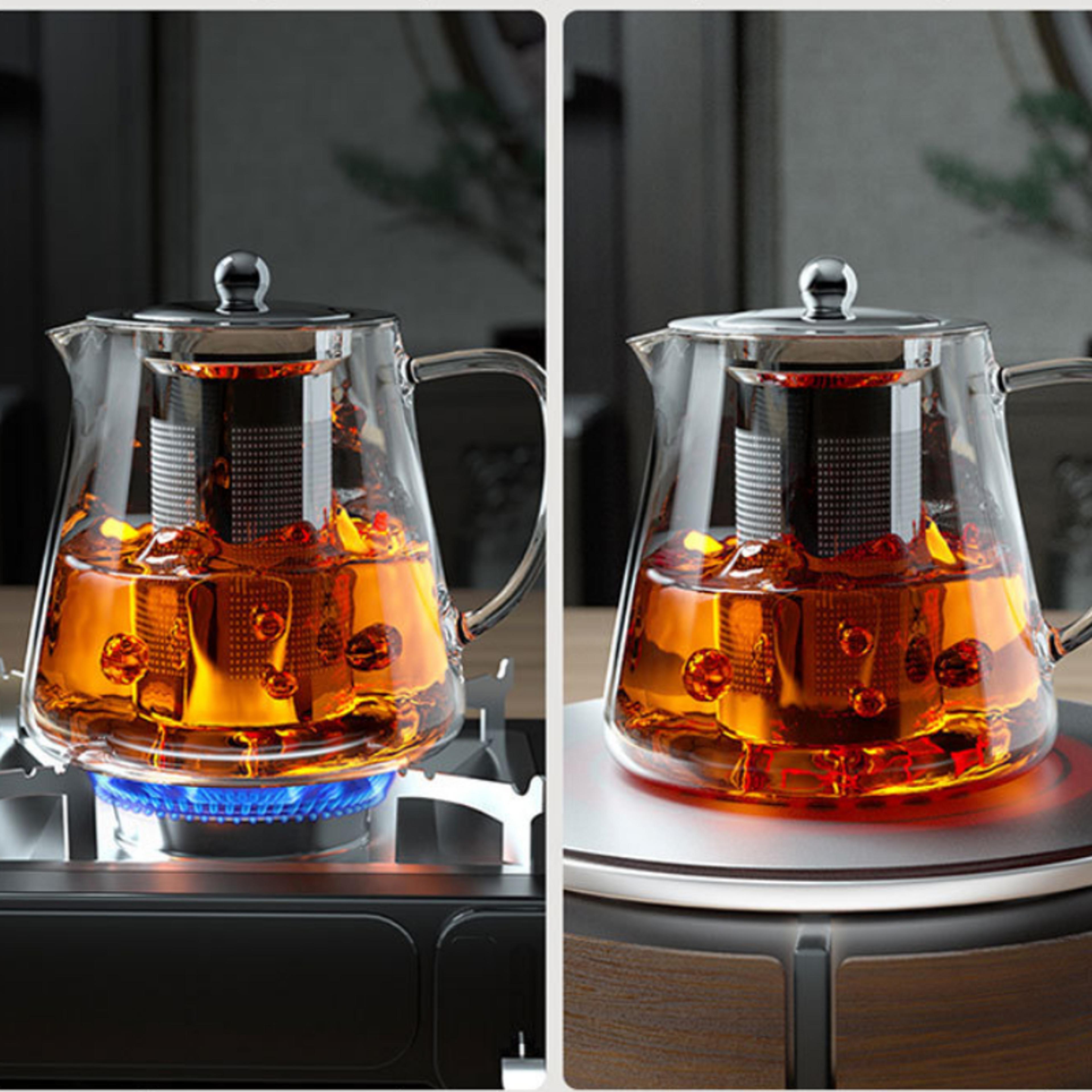 Heat Resistant Glass Teapot With Stainless Steel Strainer Teaware Set For Puer  Oolong Tea Lovers 3