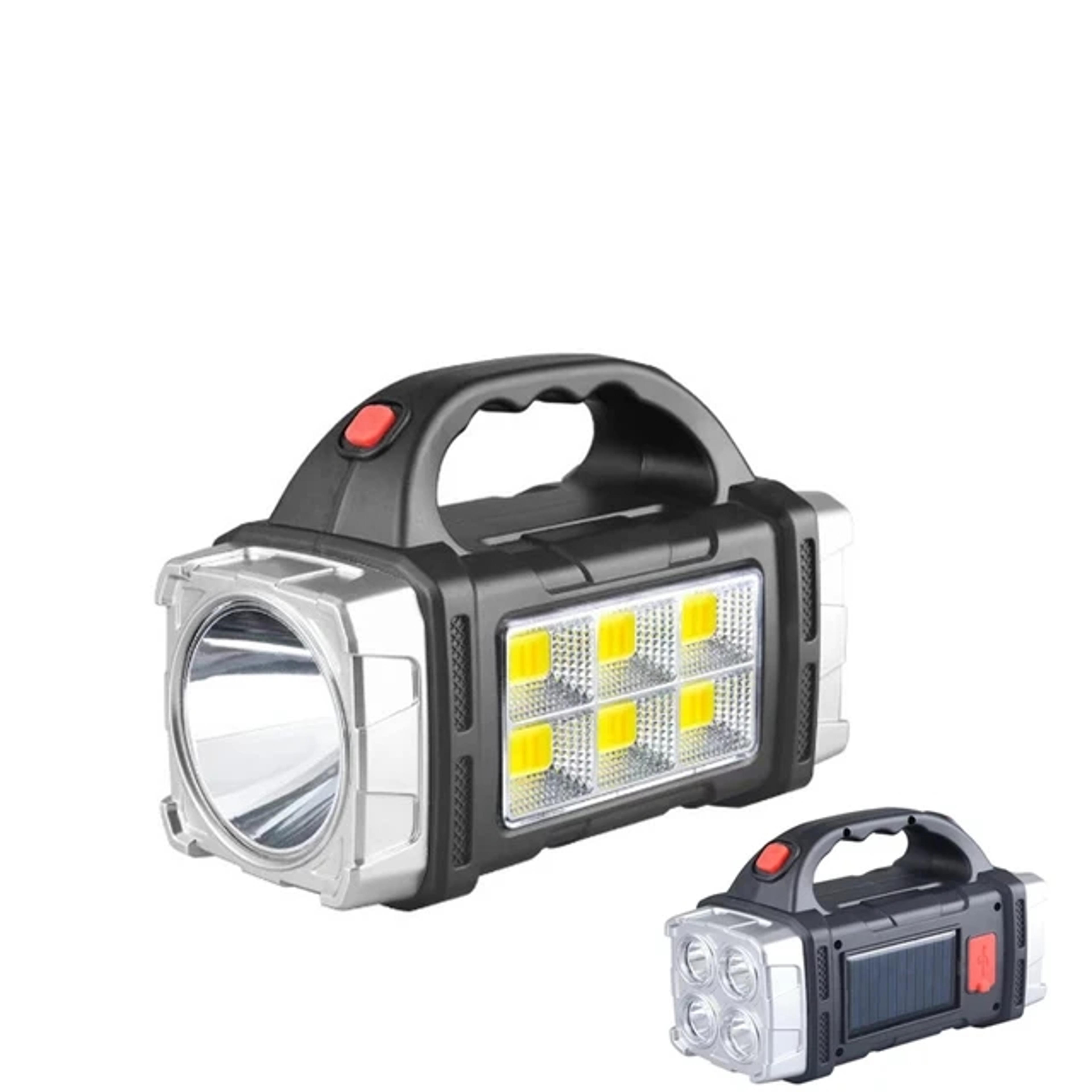 Portable USB Rechargeable Flashlight With Solar LED Work Light For Camping  Mobile Charging 4