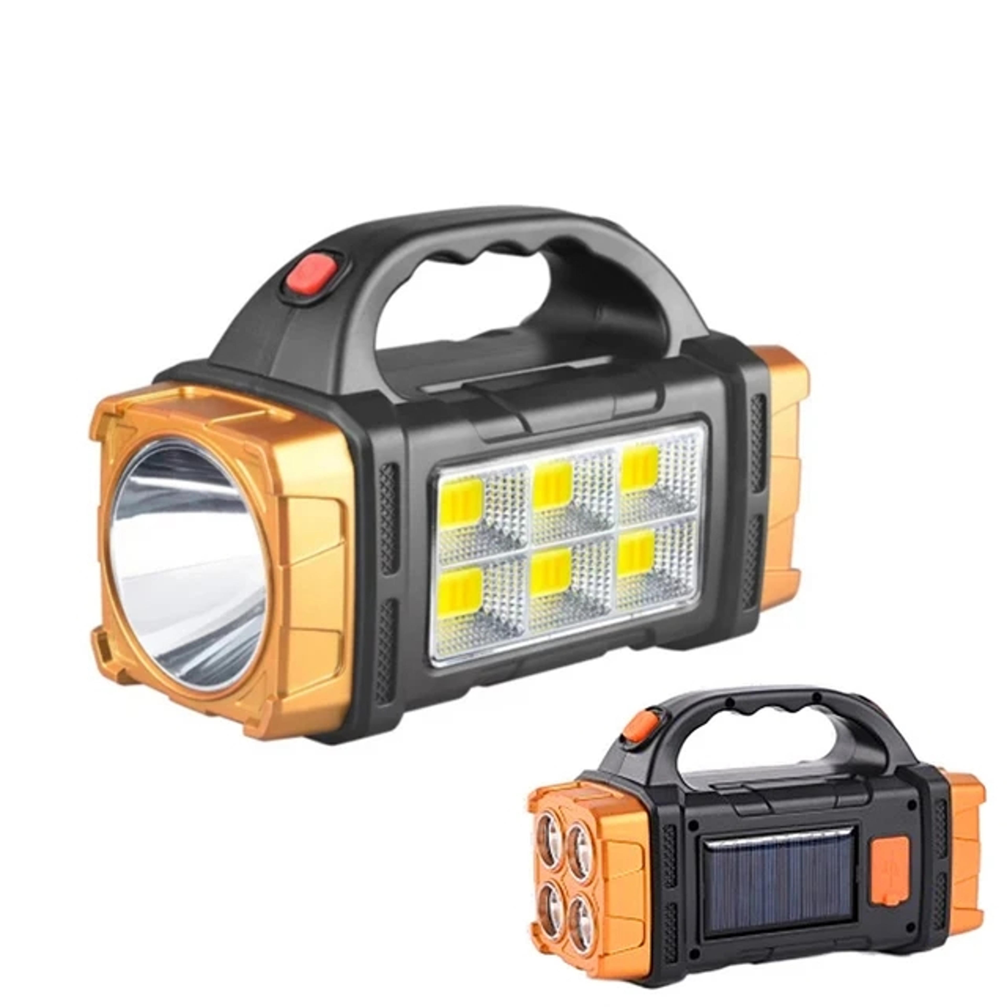portable usb rechargeable flashlight with solar led work light for camping & mobile charging