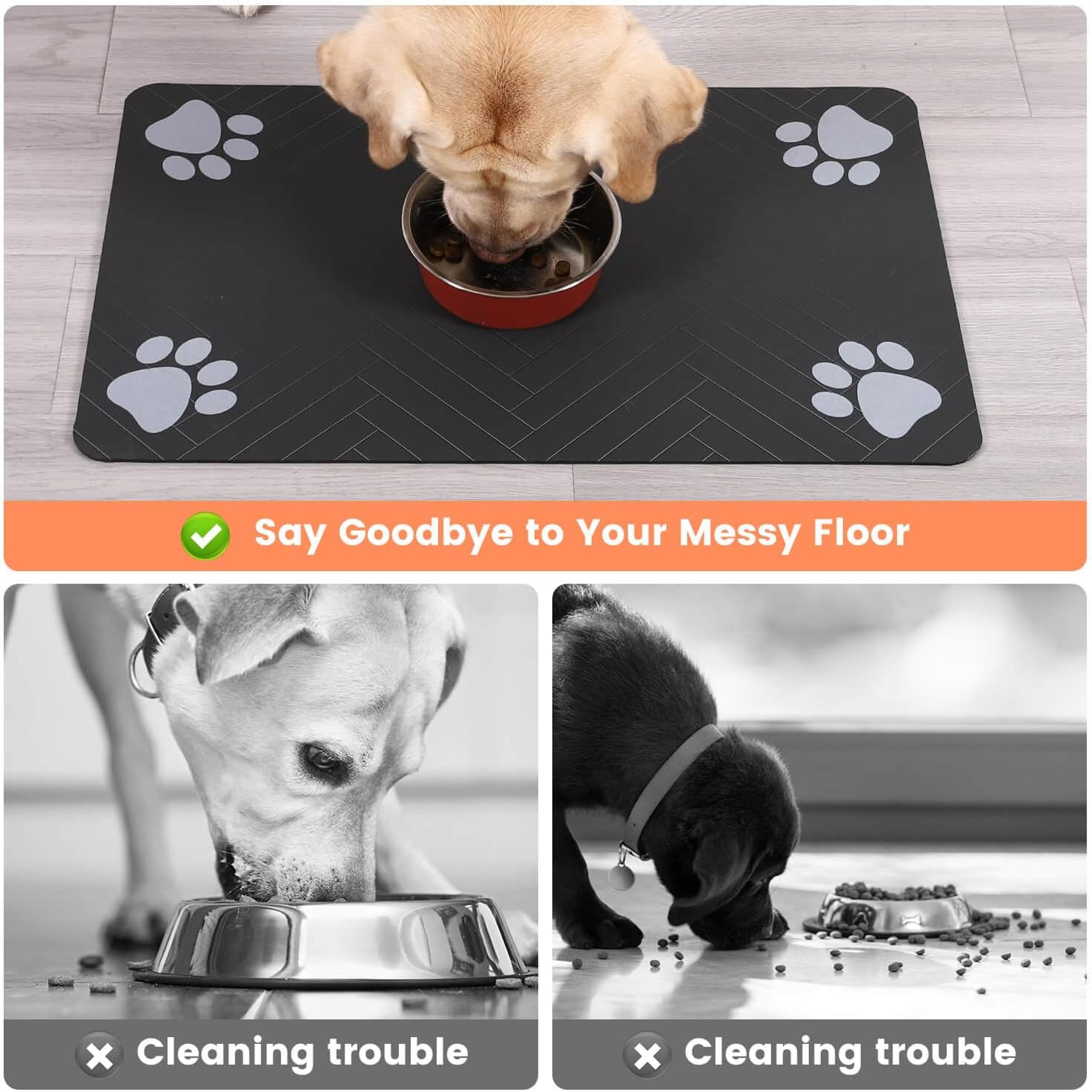 Absorbent Pet Feeding Mat With Waterproof Rubber Backing For Food  Water Bowls Quick Dry Mat For Do 6