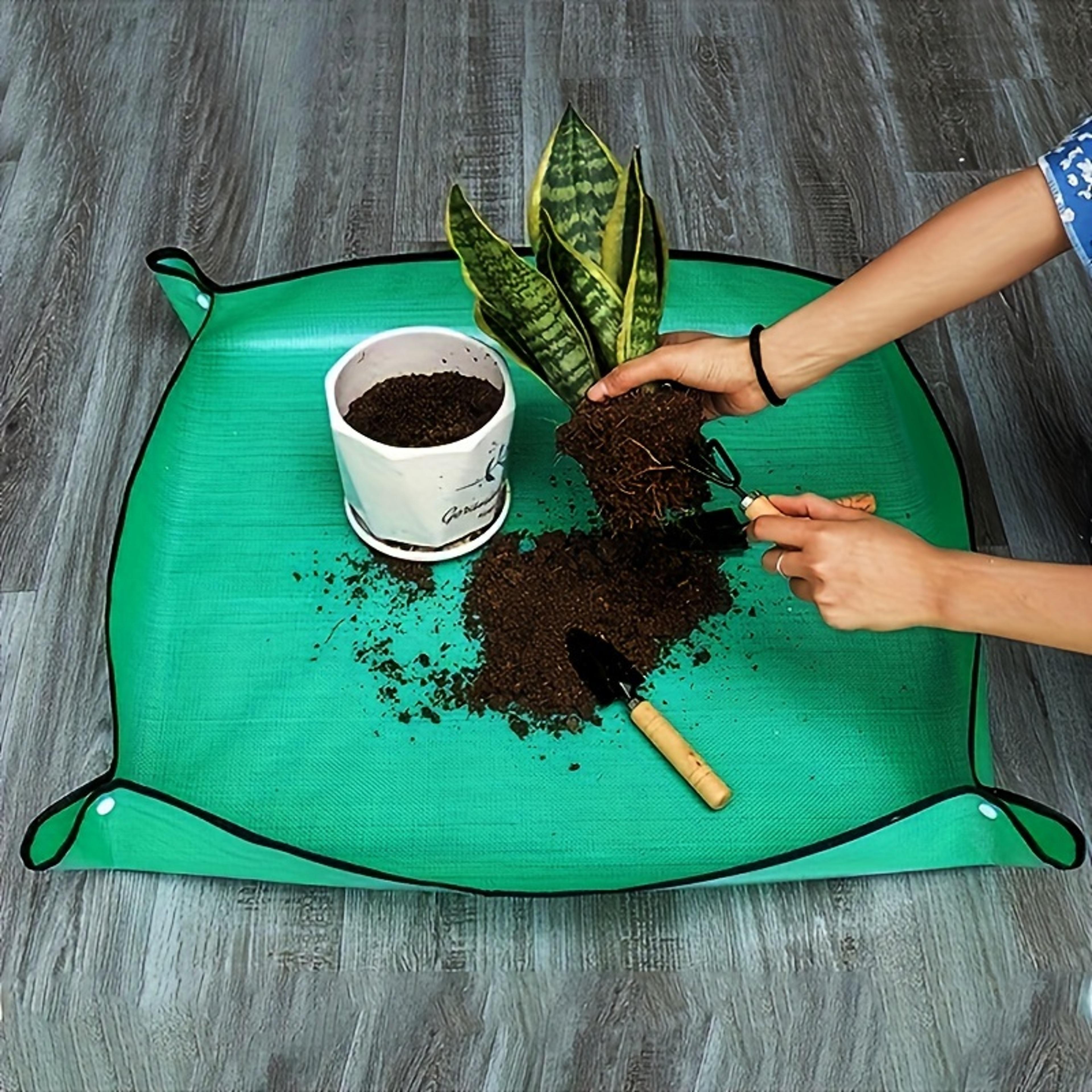 foldable waterproof garden potting pad for easy plant transplanting