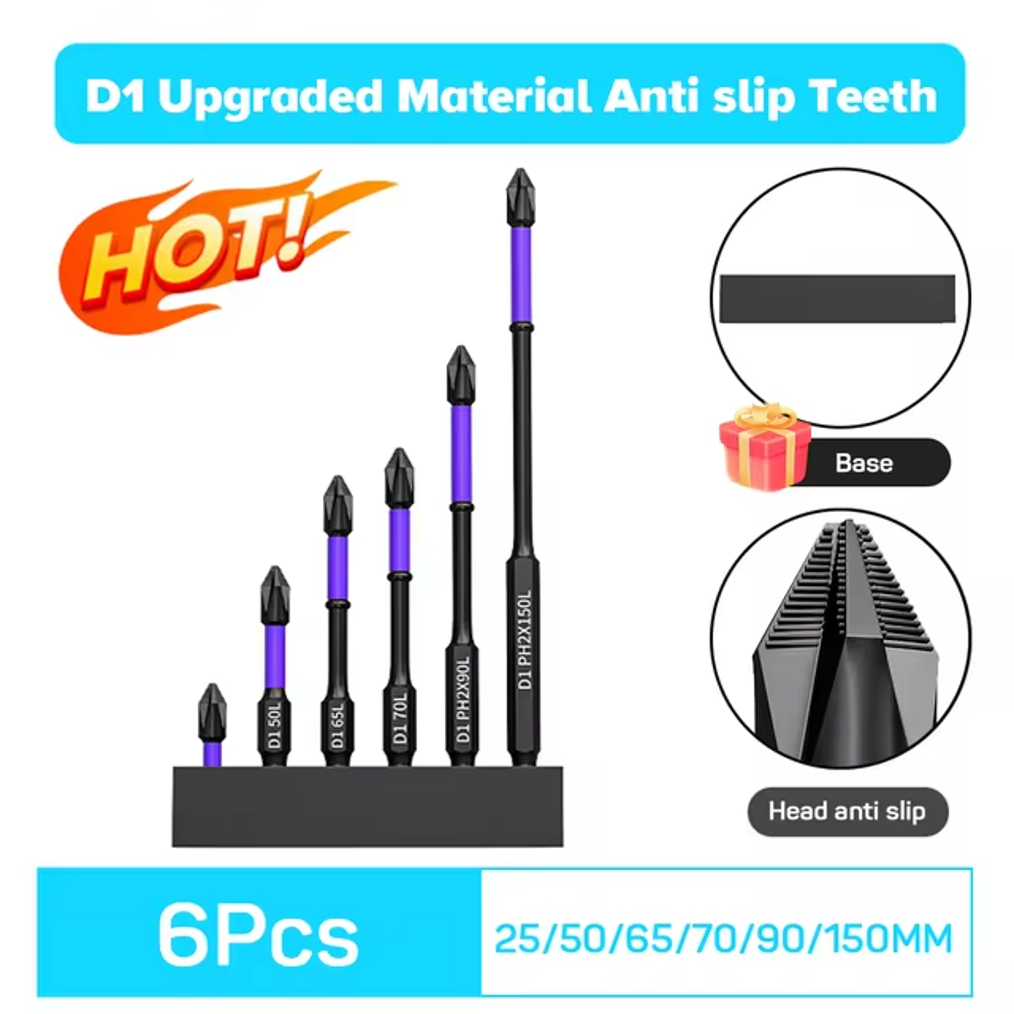 Impact Resistant Magnetic Screwdriver Bits Set Non Slip Shockproof Phillips  Hex Shank Alloy Steel  3
