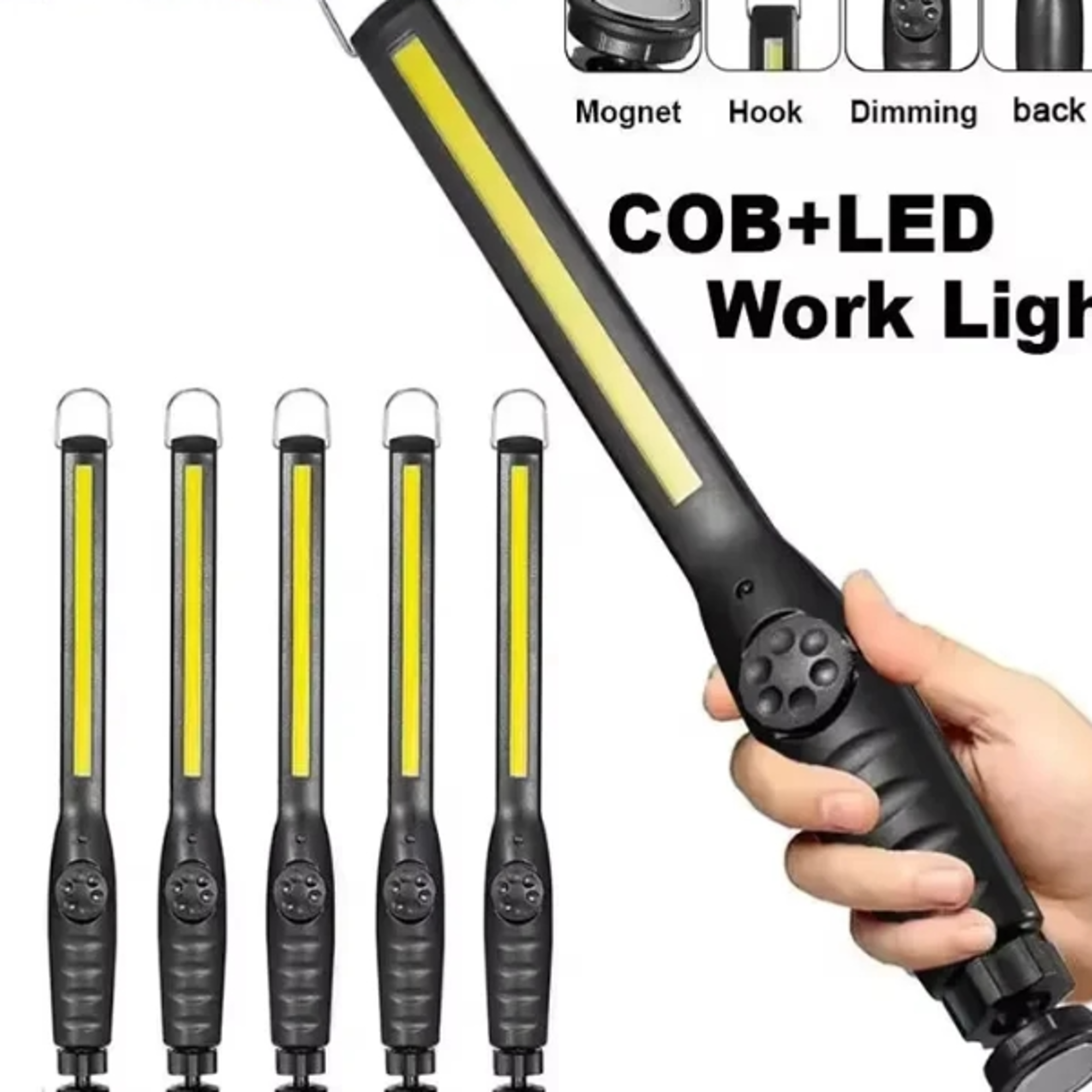 Portable COB Work Lights With Magnetic Rechargeable LED Flashlight Portable Stepless Dimming Emergen